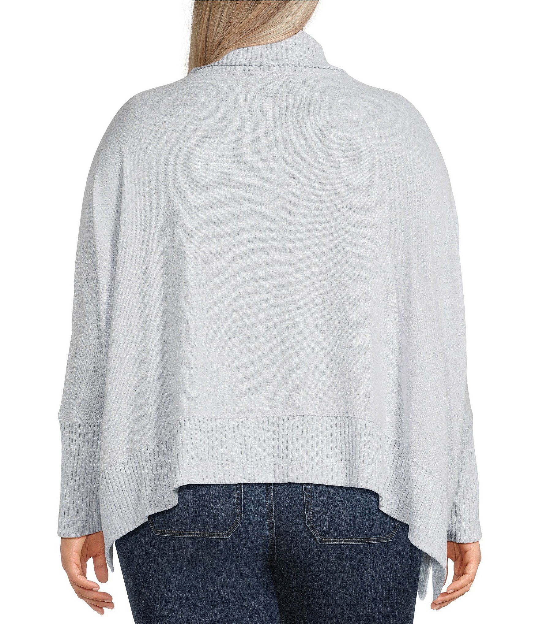 Westbound Plus Size Solid Brushed Cozy Jersey Long Sleeve Mock Neck Knit Top