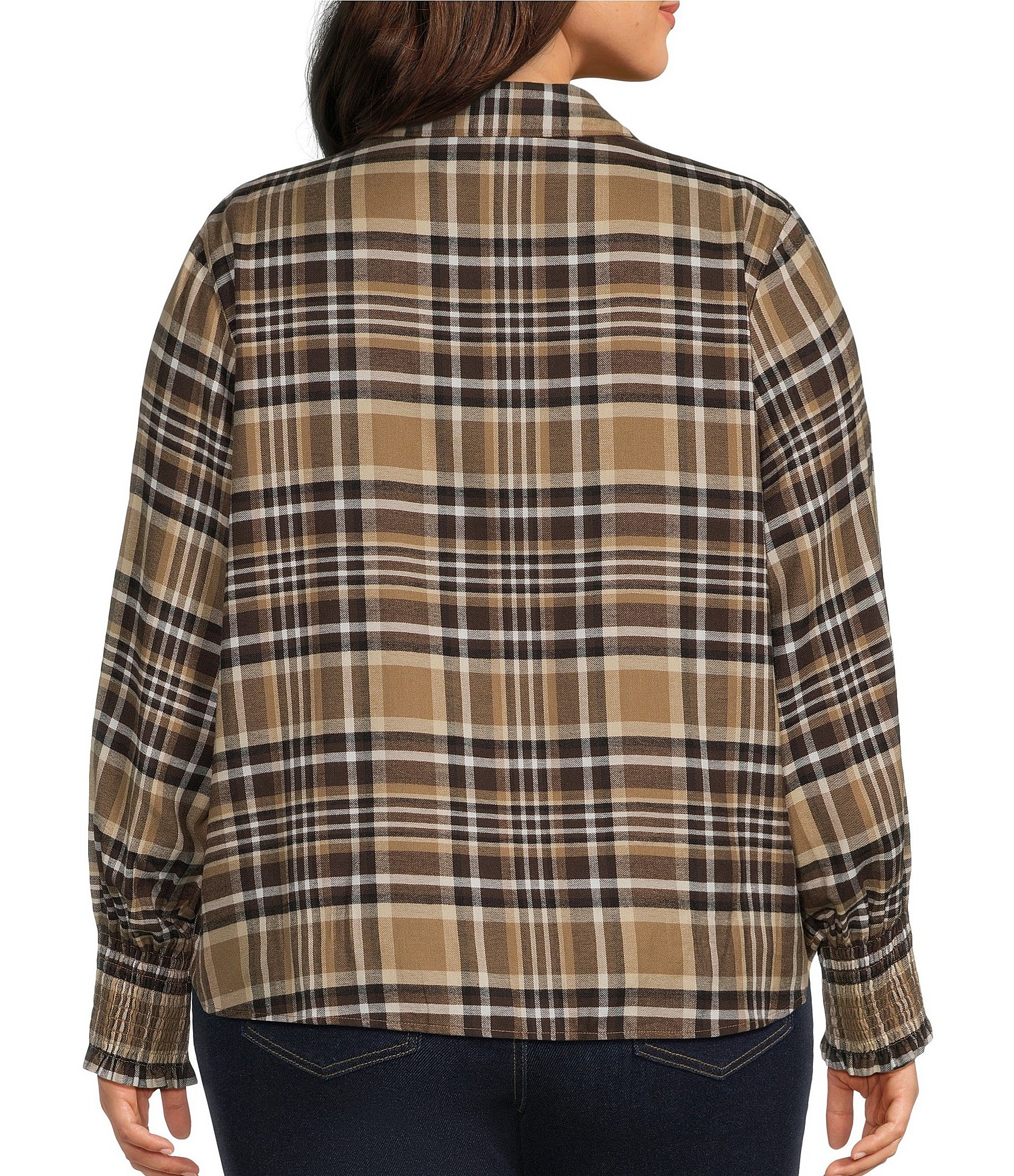 Westbound Plus Size Long Sleeve Y-Neck Button Front Blouse