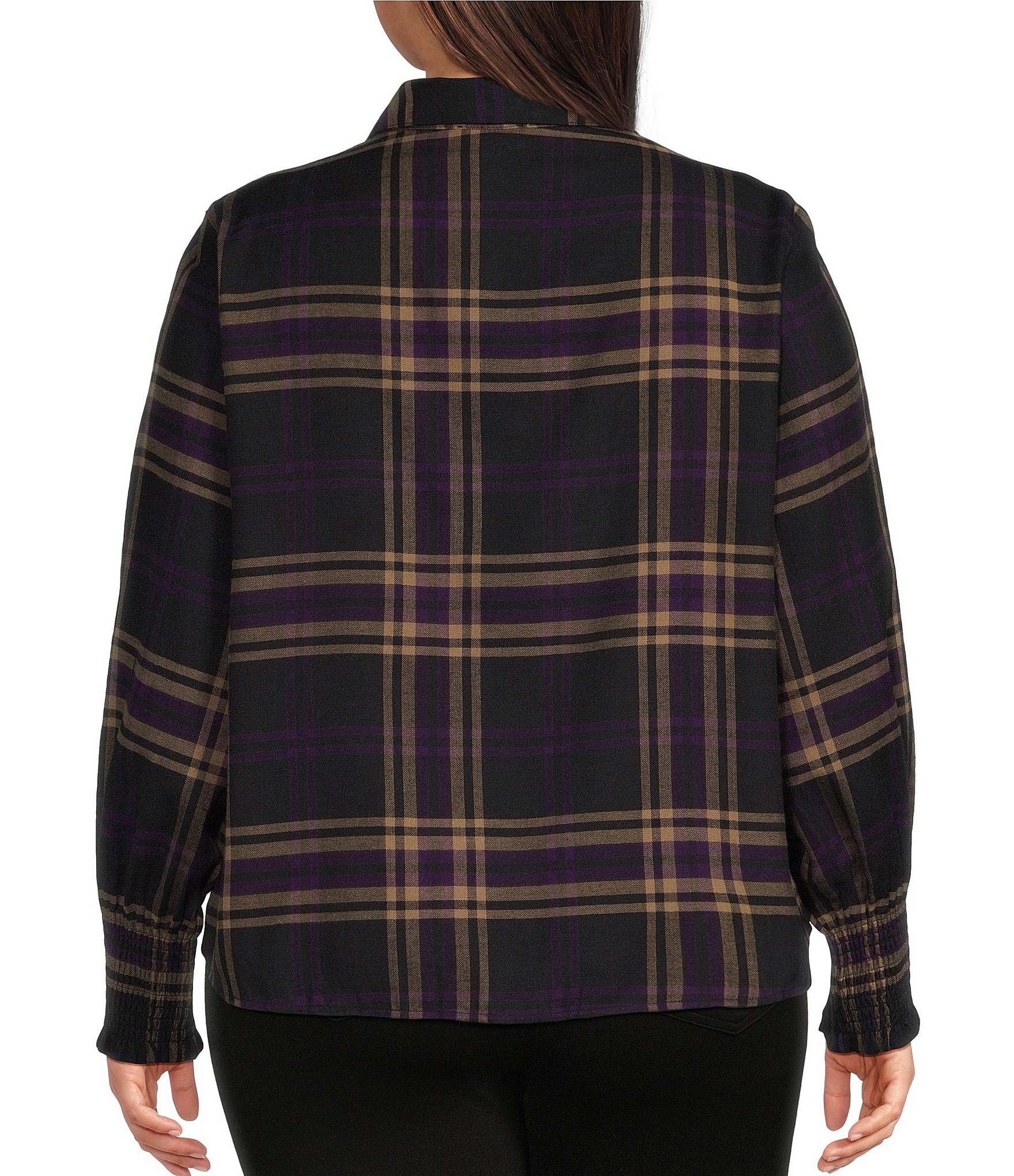 Westbound Plus Size Long Sleeve Y-Neck Button Front Blouse