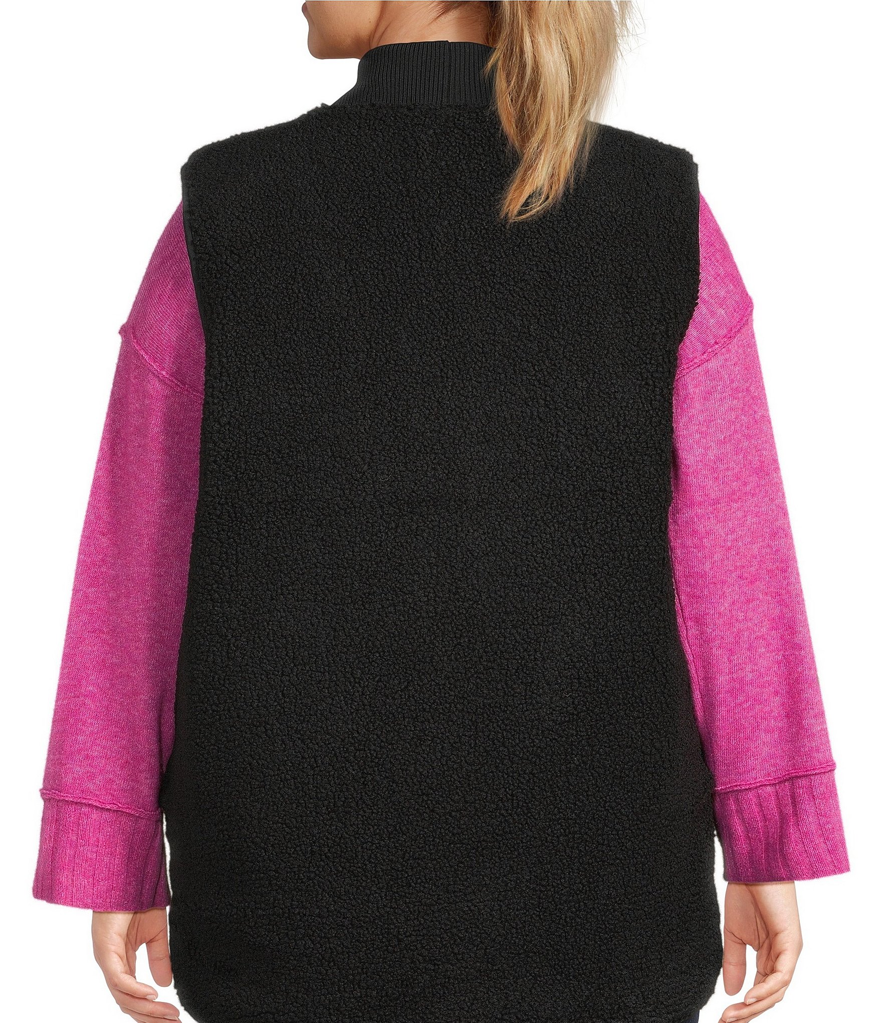 Westbound Plus Size Reversible Sherpa V-Neck Open Front Vest