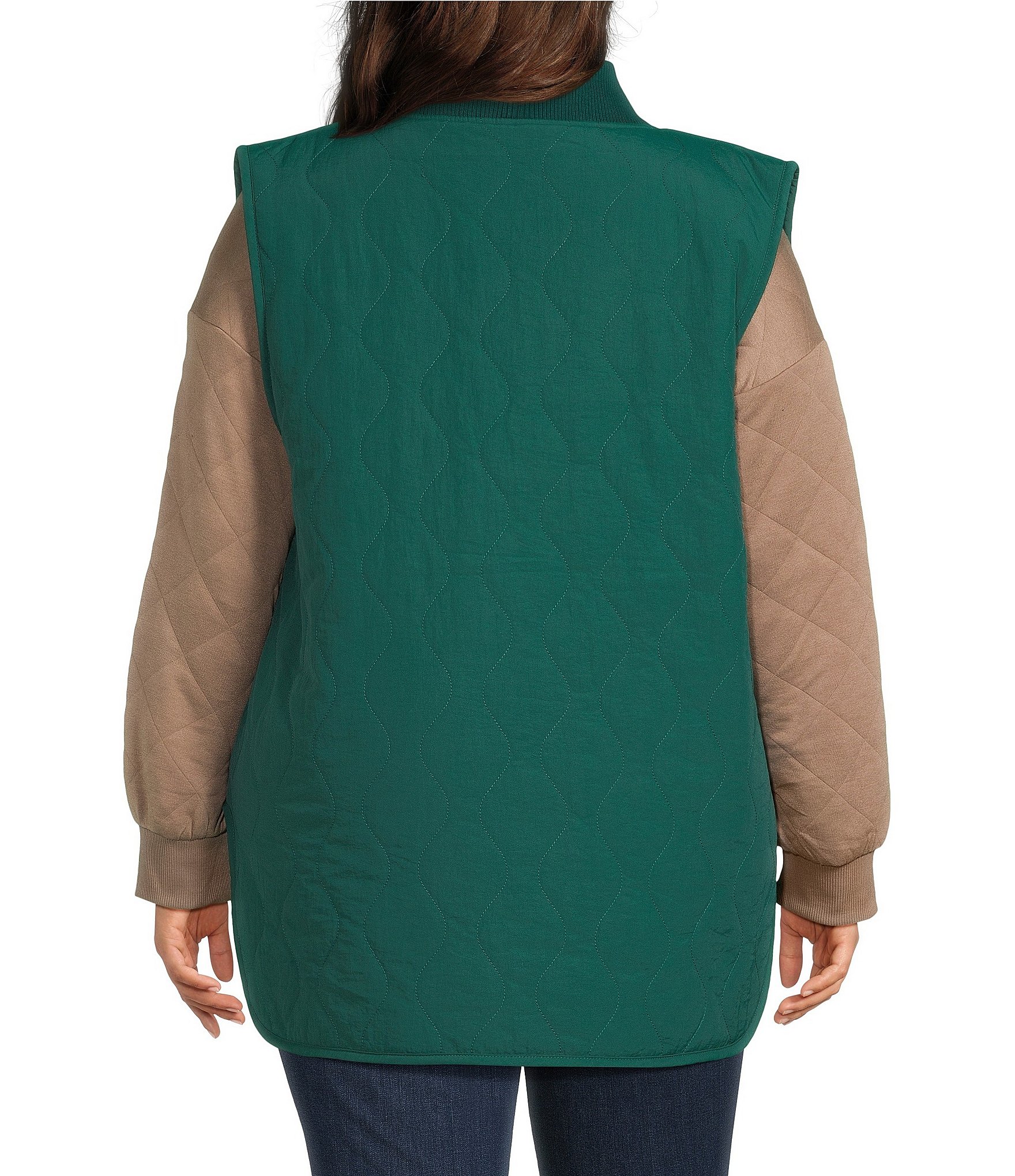 Westbound Plus Size Reversible Sherpa V-Neck Open Front Vest