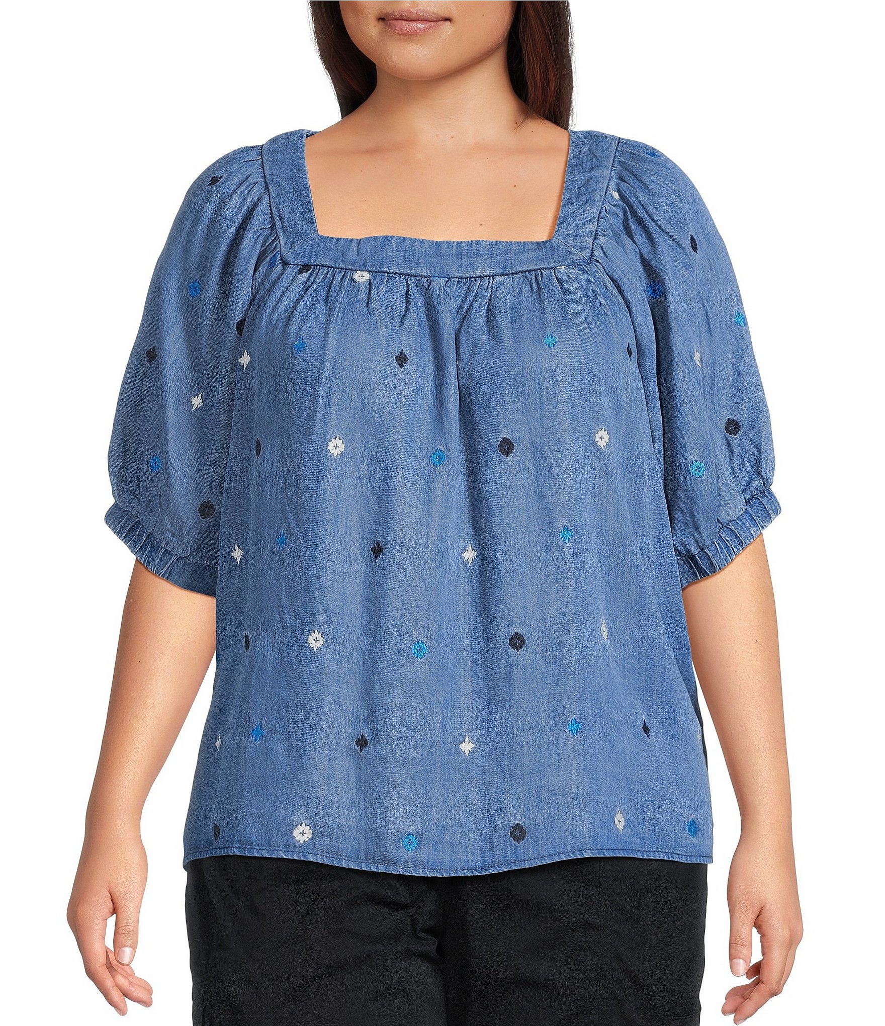 Westbound Plus Size Short Sleeve Square Neck Top | Dillard's