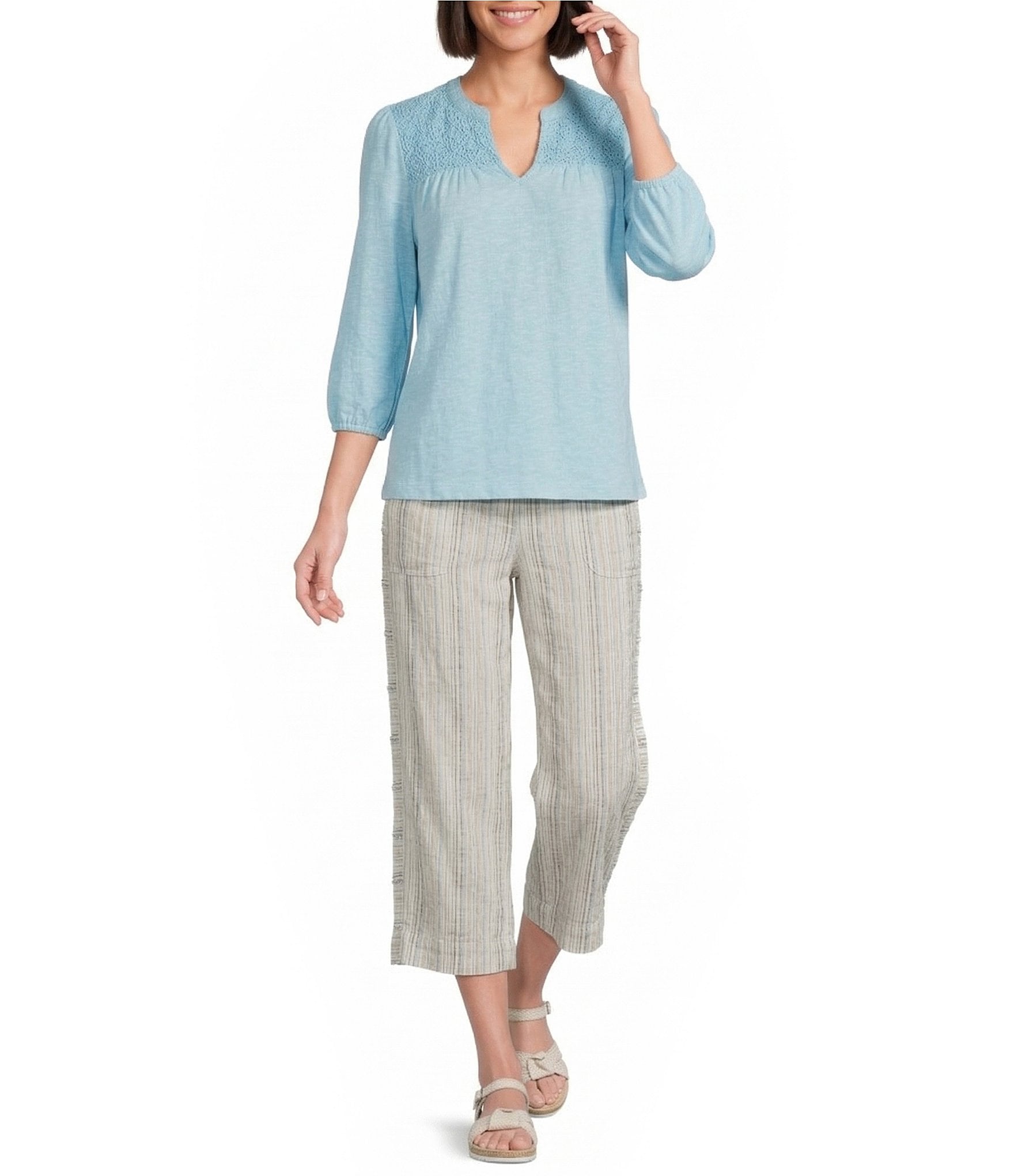 Westbound Pull On Linen-Blend Crop Pants