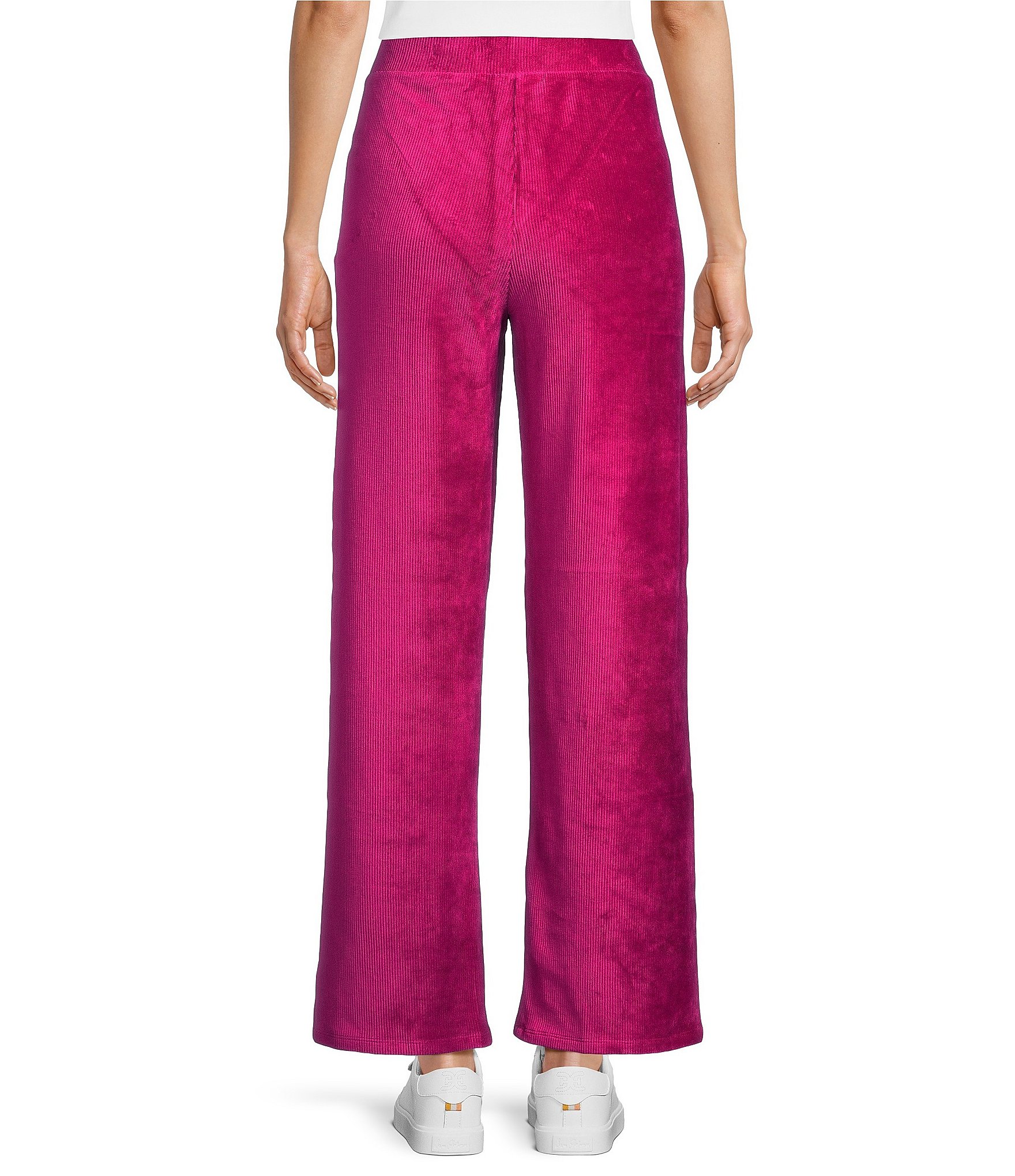 Westbound Coordinating Velour Rib Pull On Wide Leg Pants