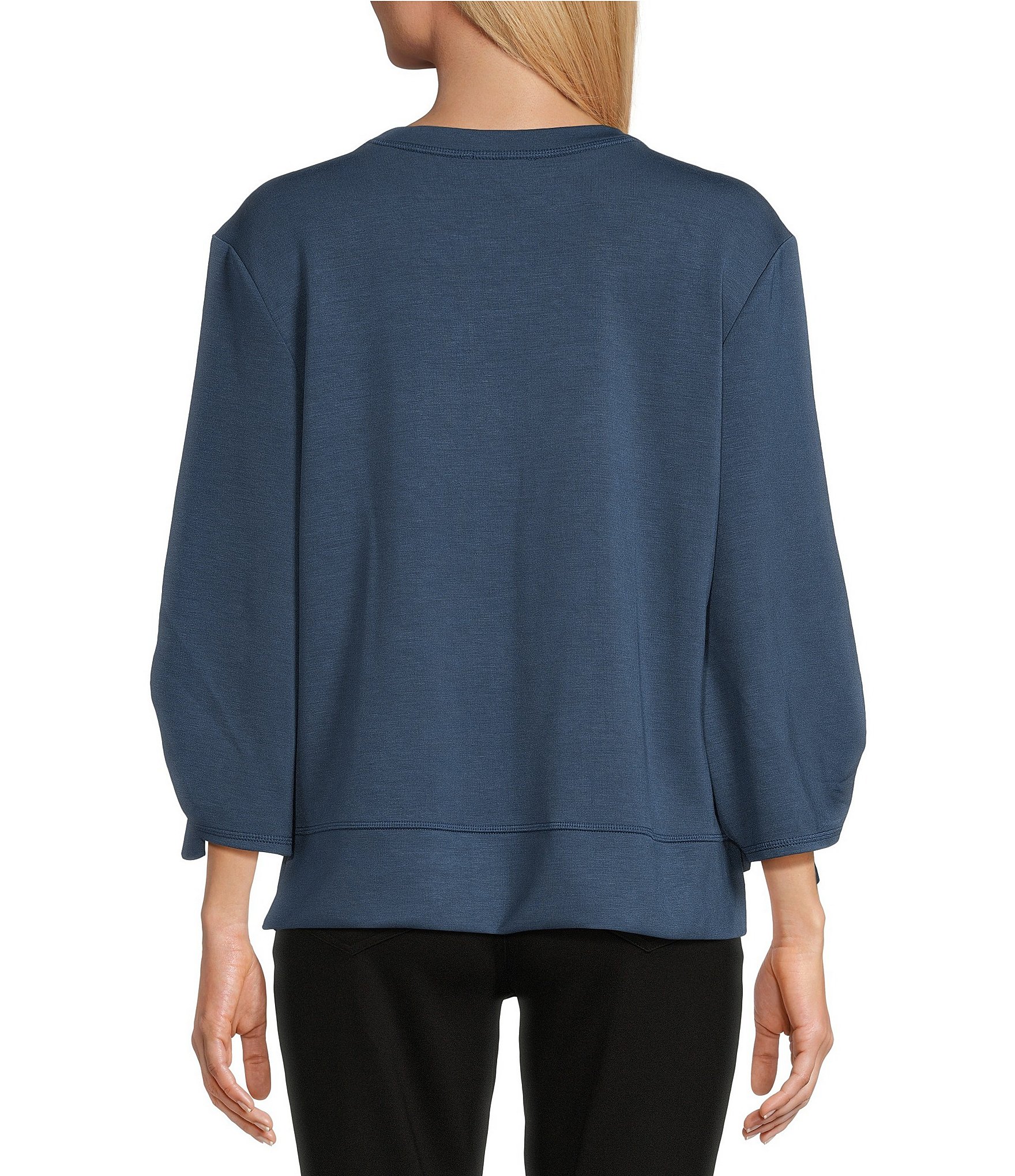 Westbound Ruched Sleeve Crew Neck Top