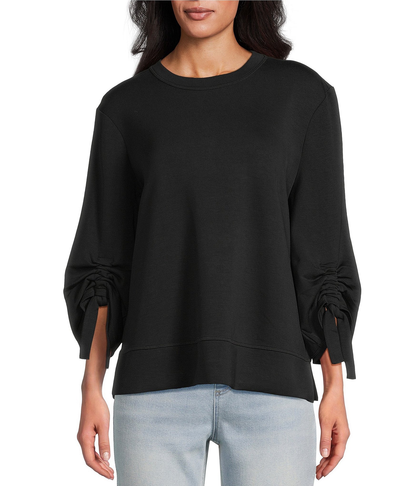 Westbound Ruched Sleeve Crew Neck Top | Dillard's