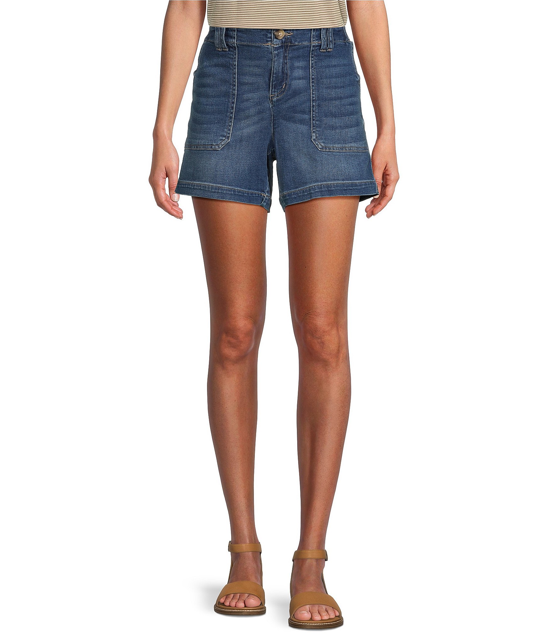 Westbound Sahara Mid Rise Denim Utility Shorts | Dillard's