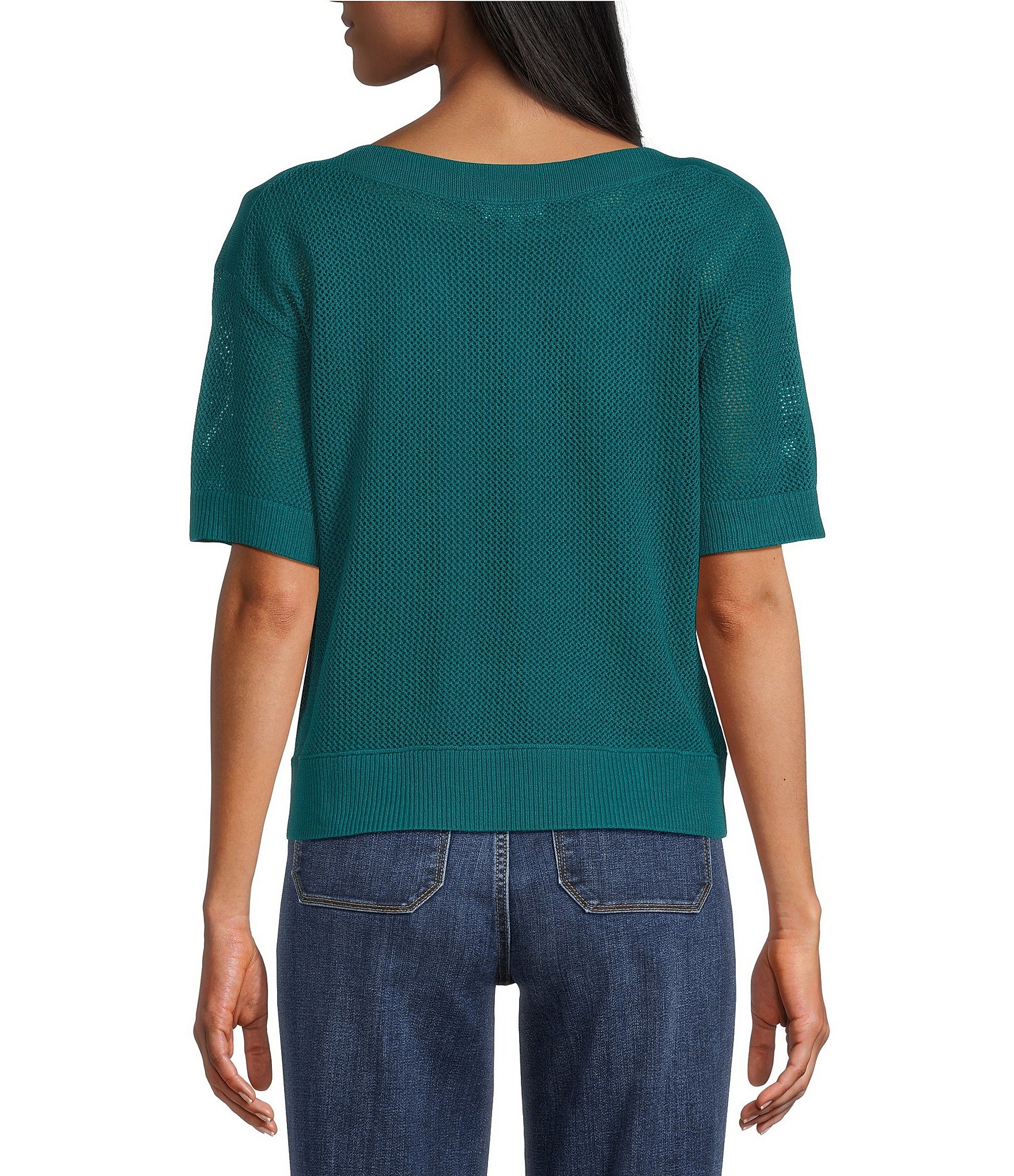 Westbound Short Sleeve Boat Neck Knit Top