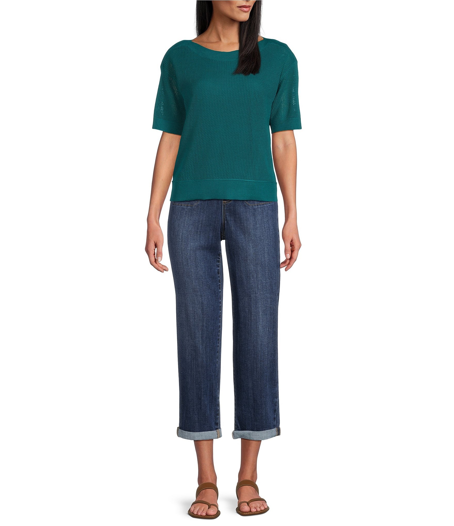 Westbound Short Sleeve Boat Neck Knit Top