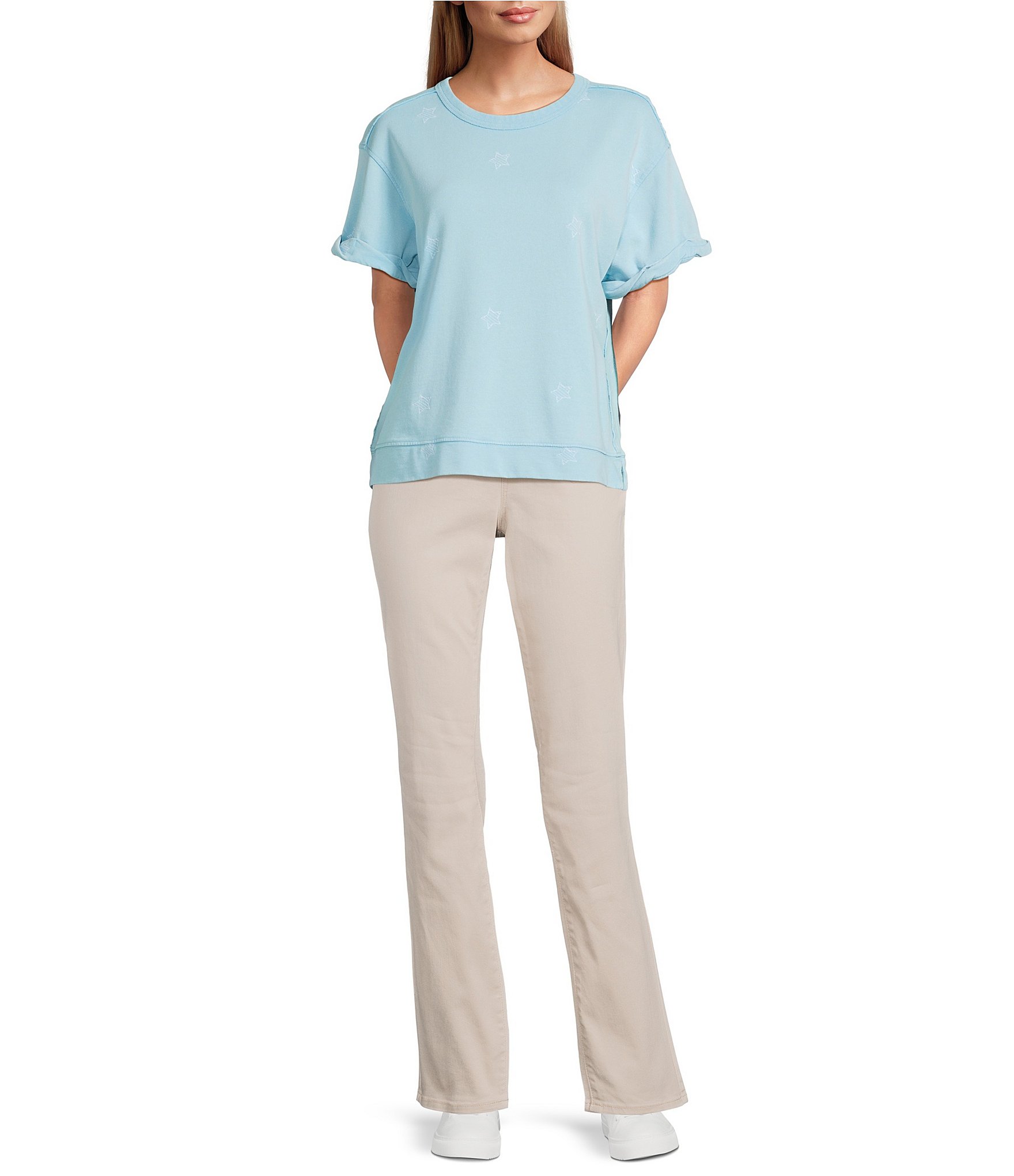 Westbound Short Sleeve Crew Neck Knit Pullover Top