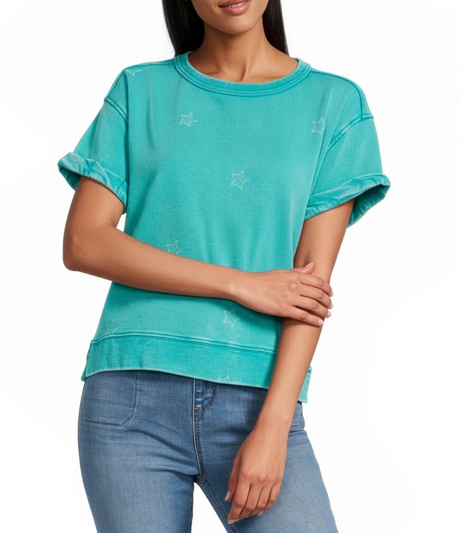 Westbound Short Sleeve Crew Neck Knit Pullover Top