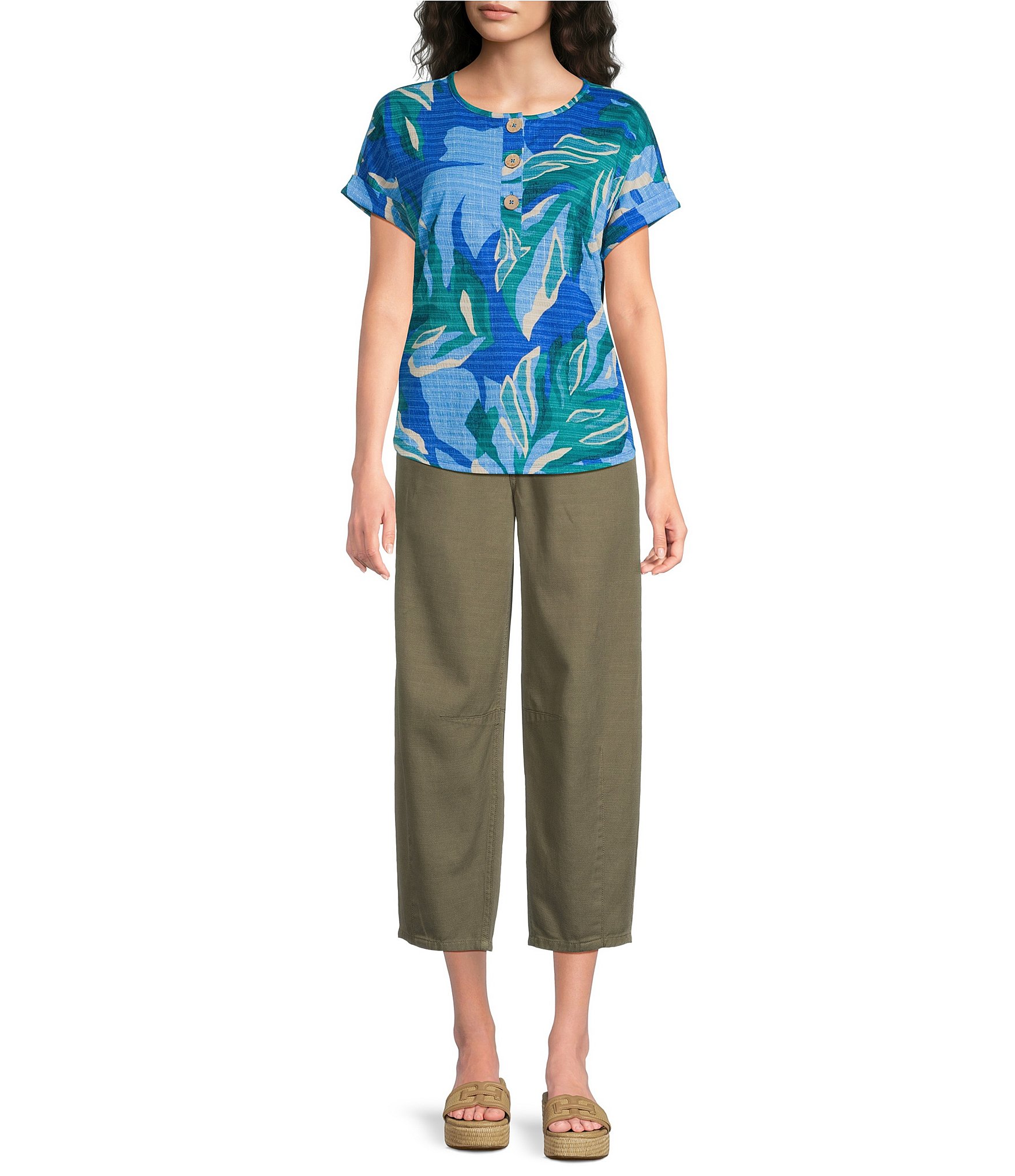 Westbound Short Sleeve Y-Neck Henley Top
