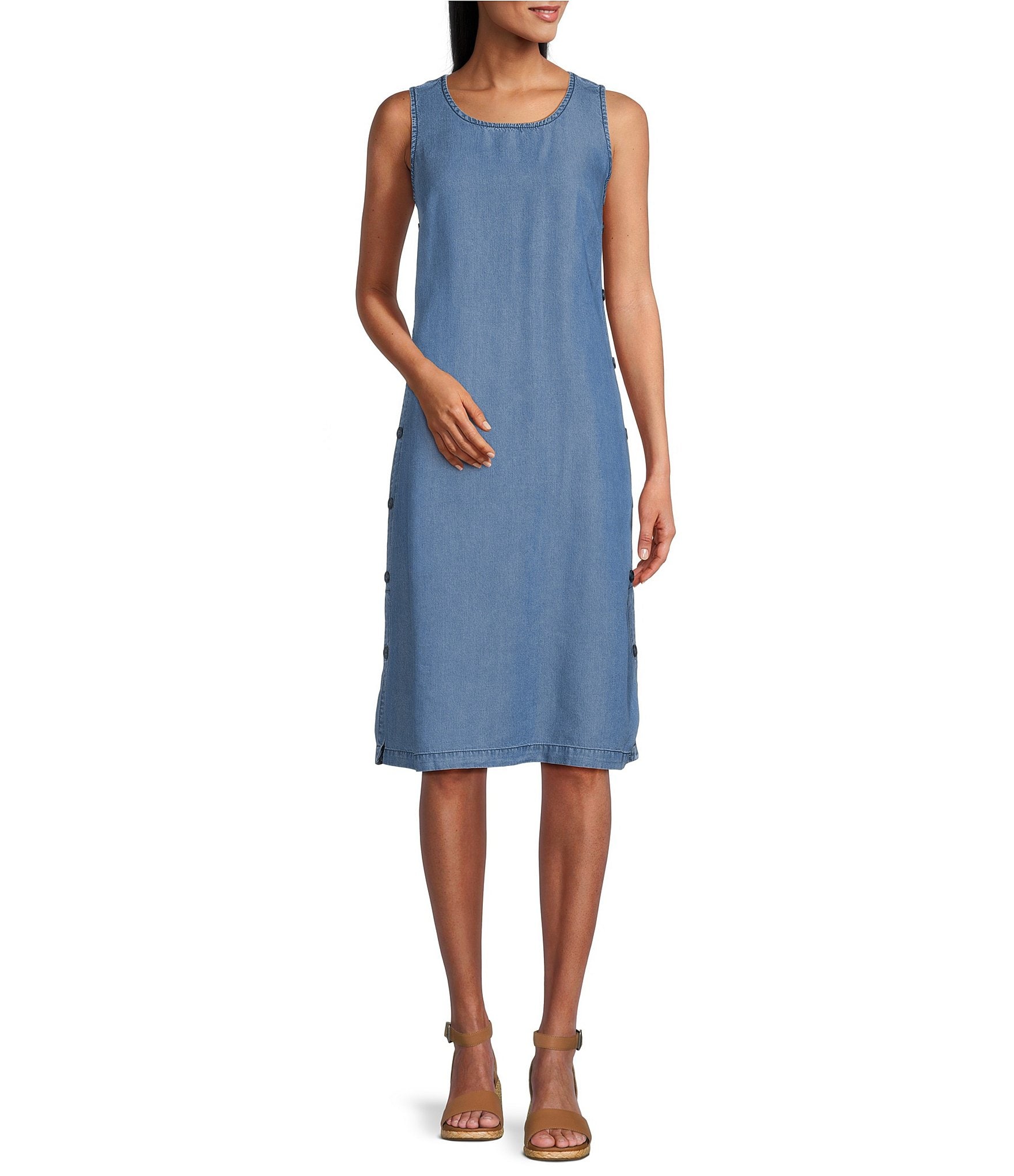 Westbound Sleeveless Button Midi Shift Dress | Dillard's