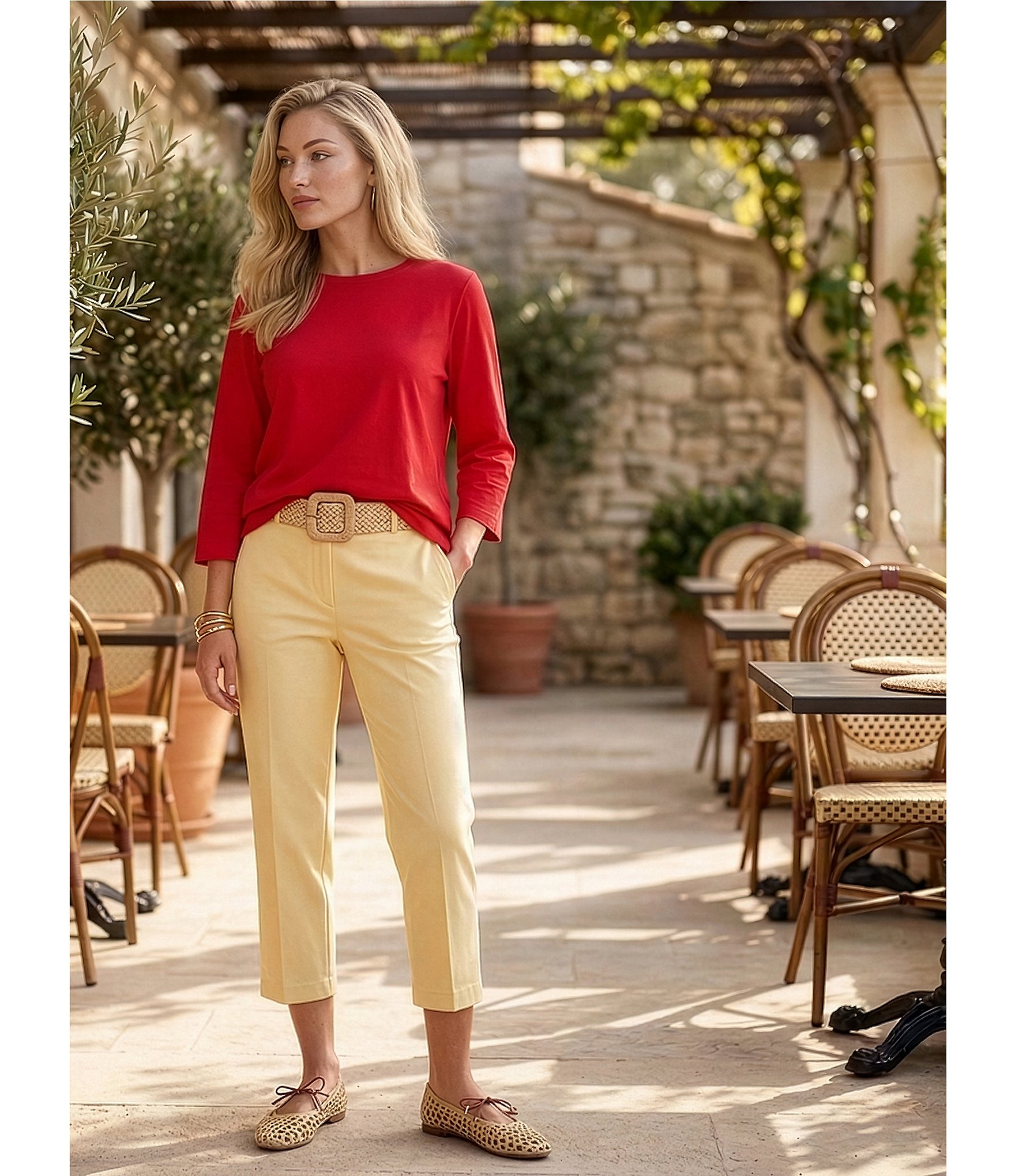 Westbound Perfect Outfit Picks Solid 3/4 Sleeve Crew Neck Top