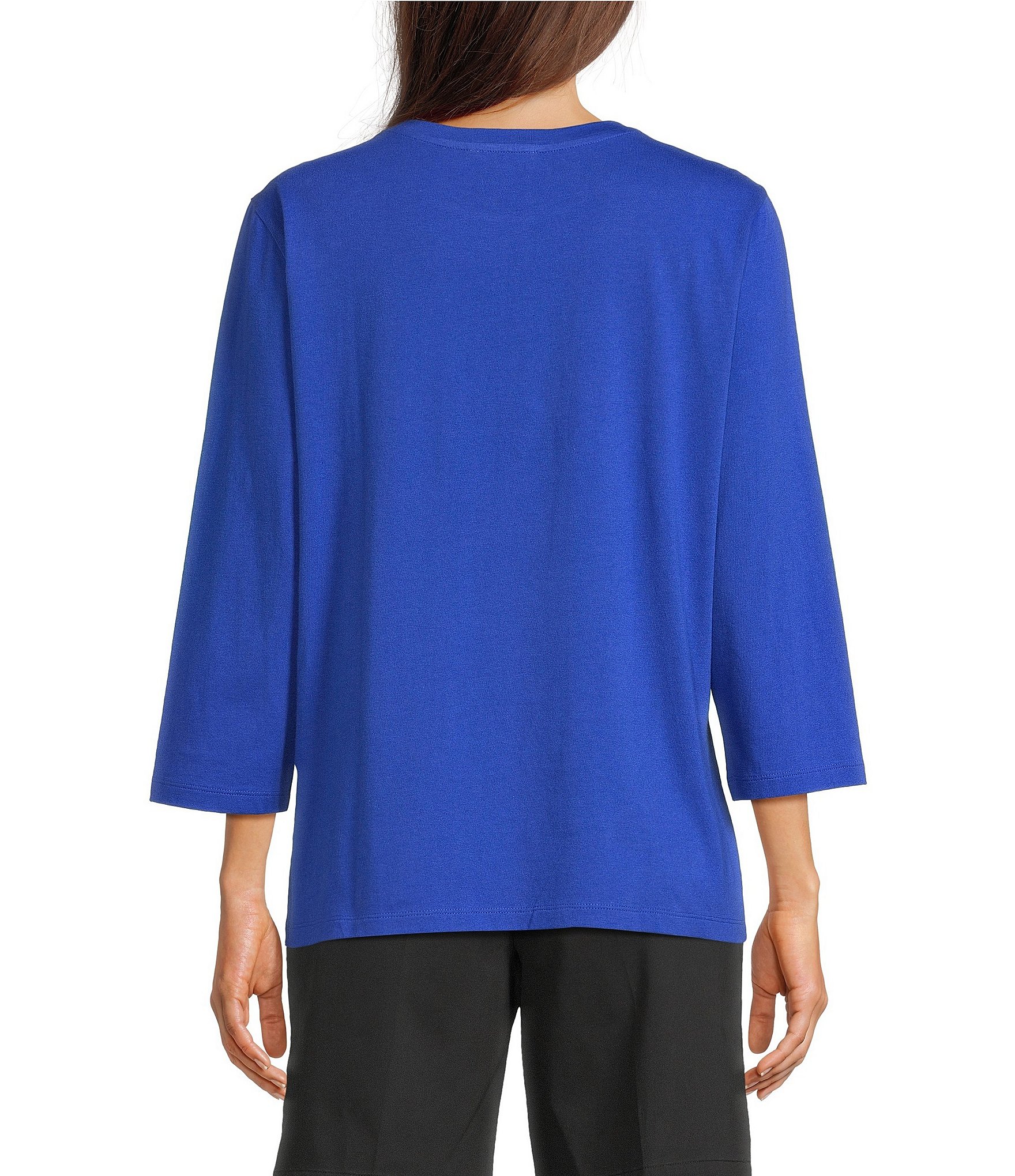 Westbound Perfect Outfit Picks Solid 3/4 Sleeve Crew Neck Top