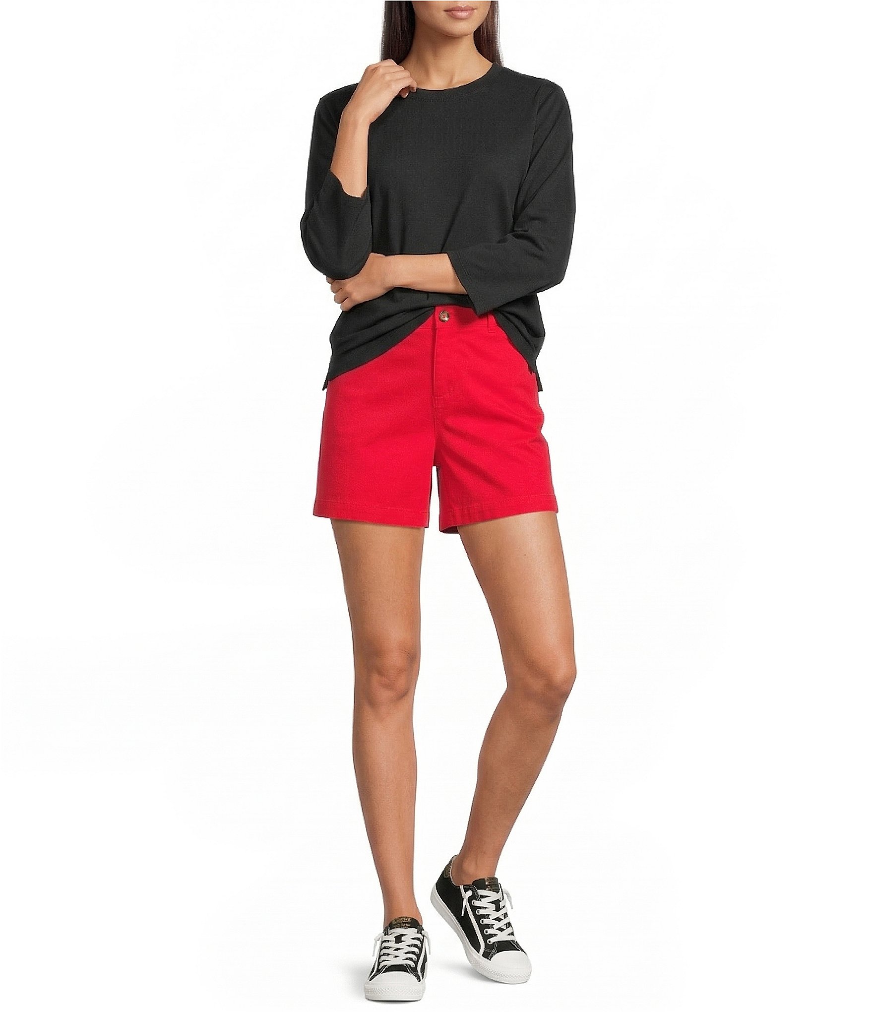 Westbound Perfect Outfit Picks Solid 3/4 Sleeve Crew Neck Top