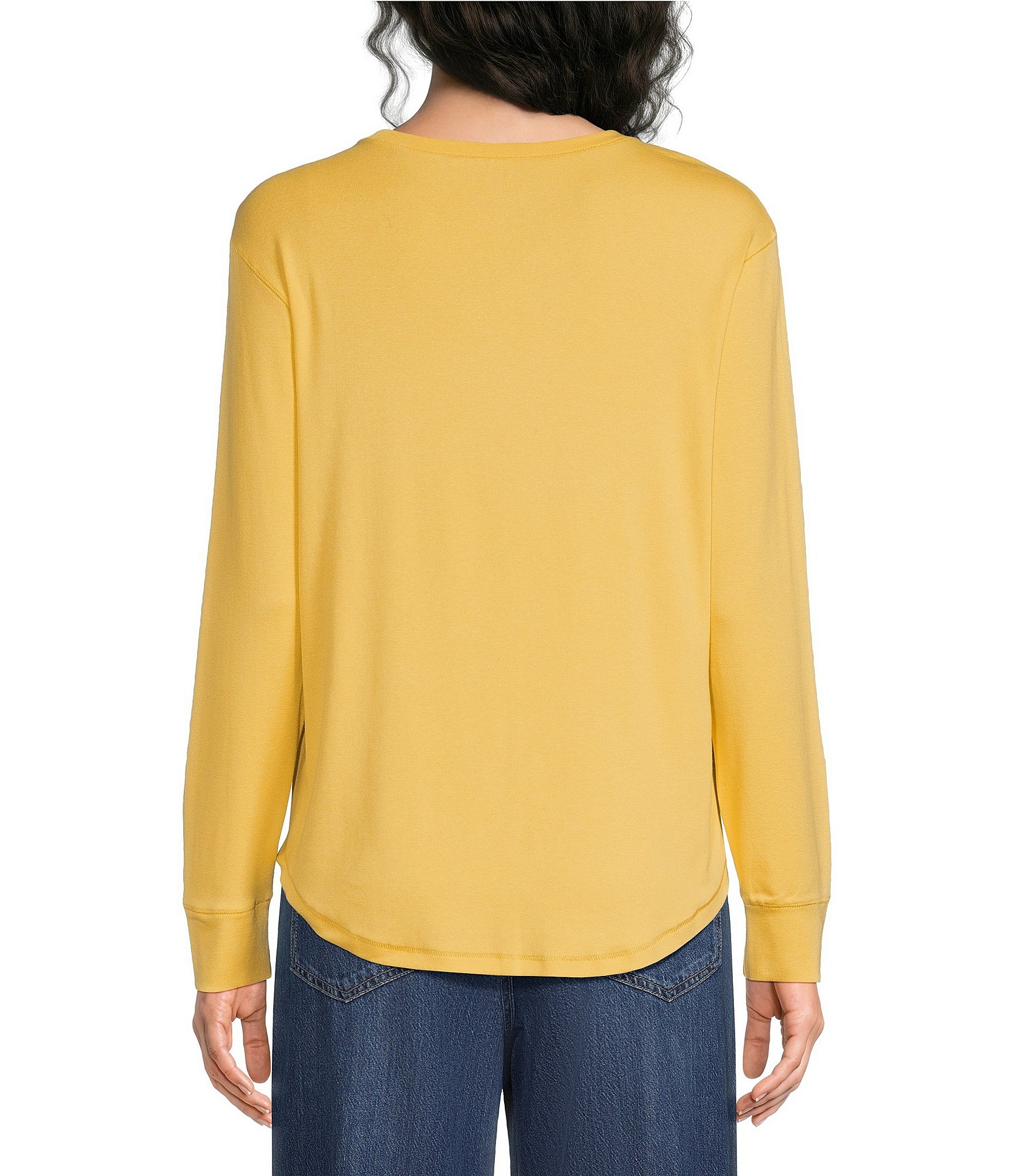 Westbound Solid Long Sleeve Crew Neck Knit Tee