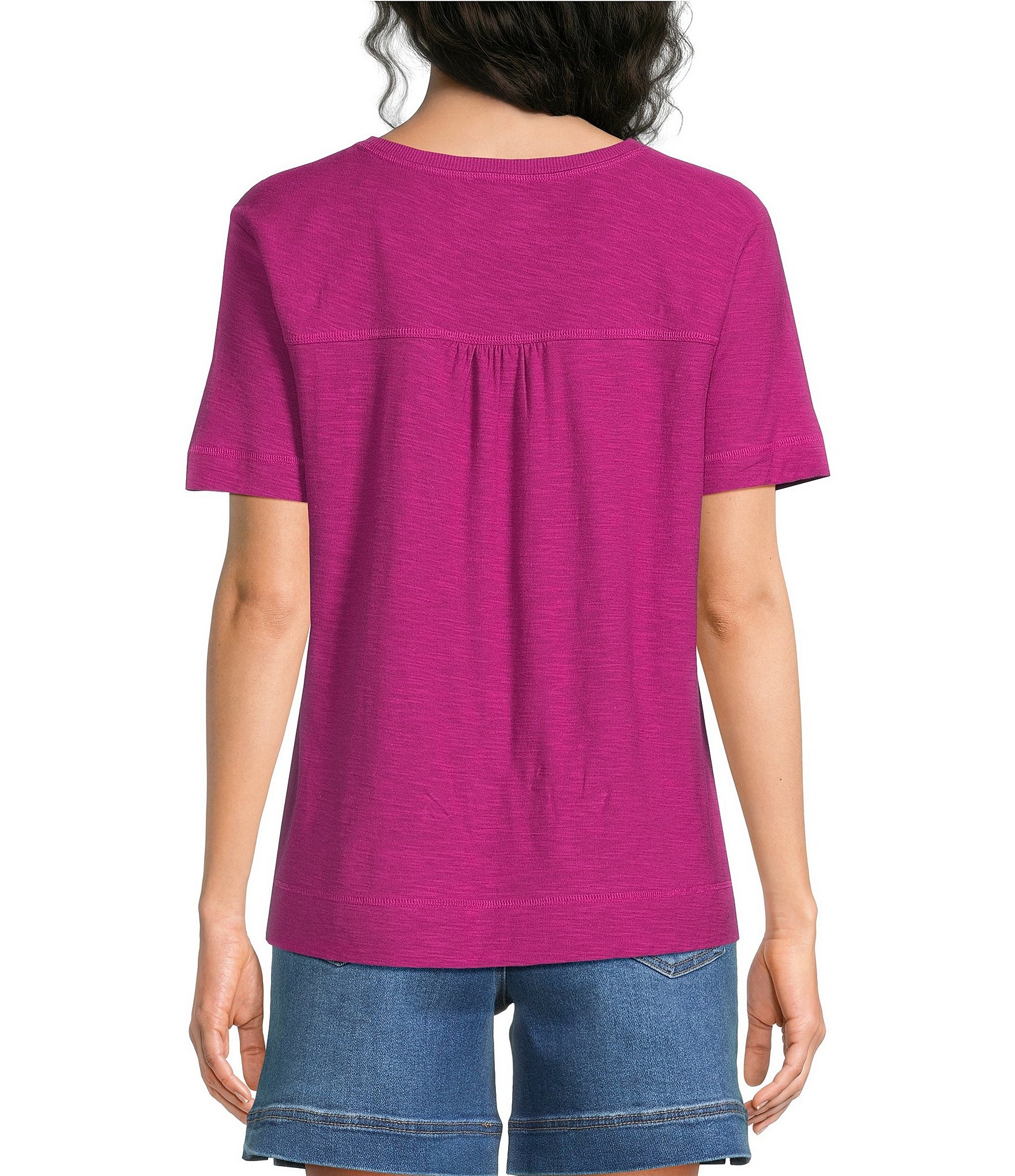 Westbound Solid Short Sleeve V-Neck Top