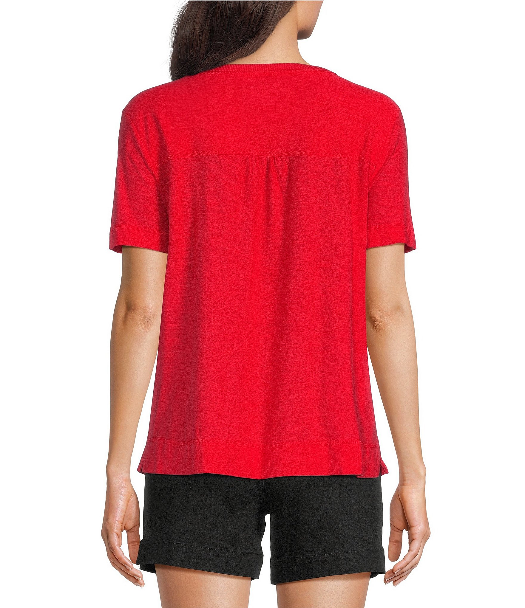 Westbound Solid Short Sleeve V-Neck Top