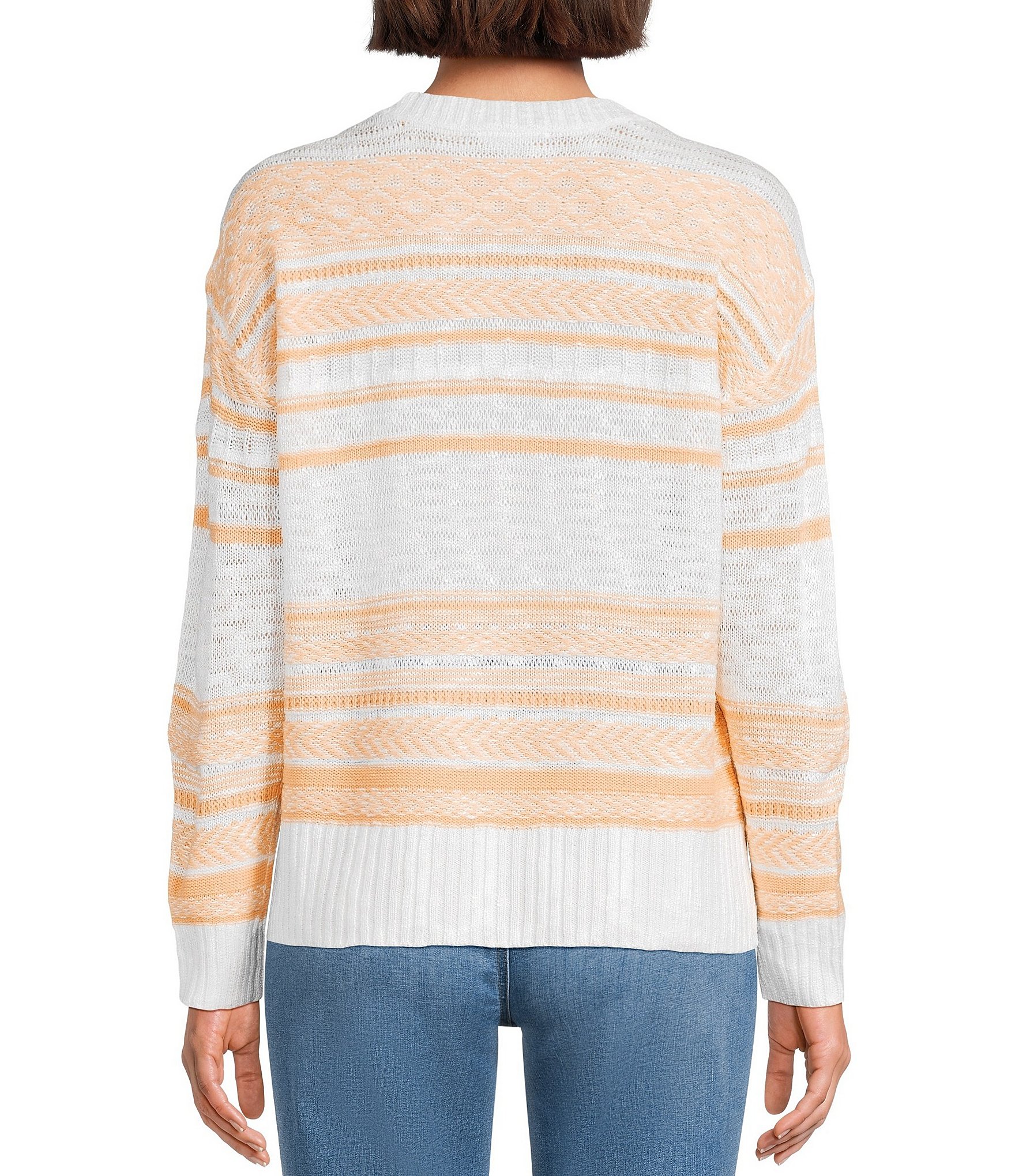 Westbound Stripe Jacquard Long Sleeve Crew Neck Sweater