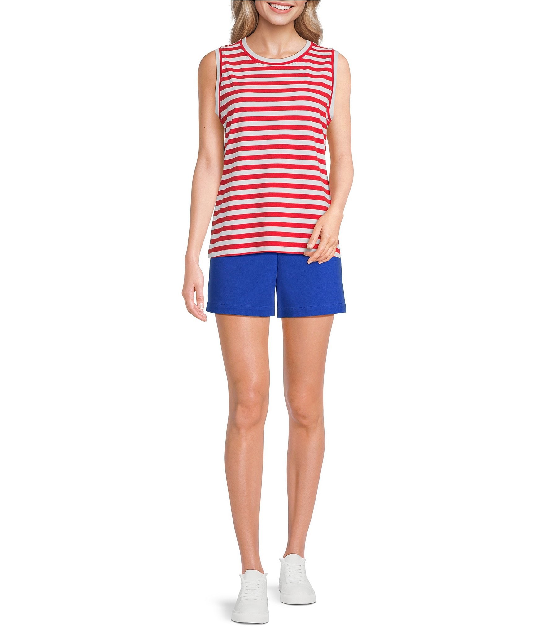 Westbound Perfect Outfit Picks Stripe Print Crew Neck Tank