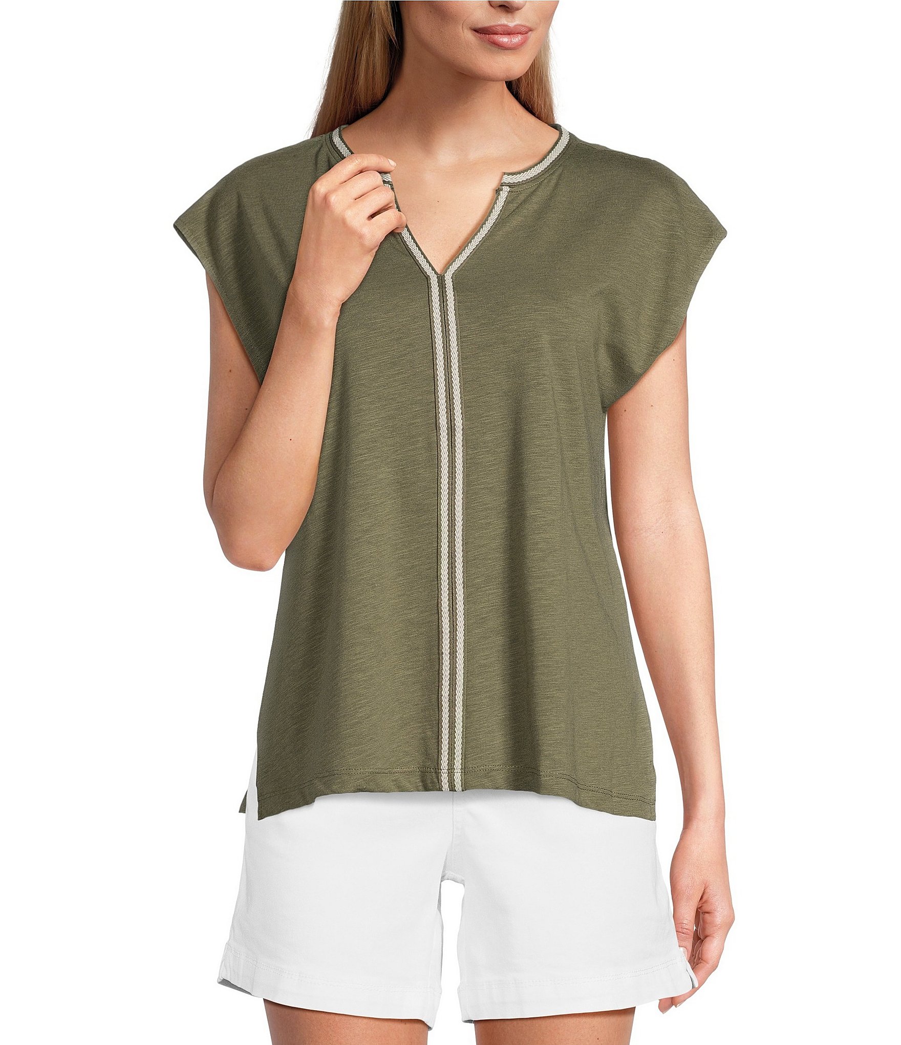 Westbound V-Neck Cap Sleeve Top