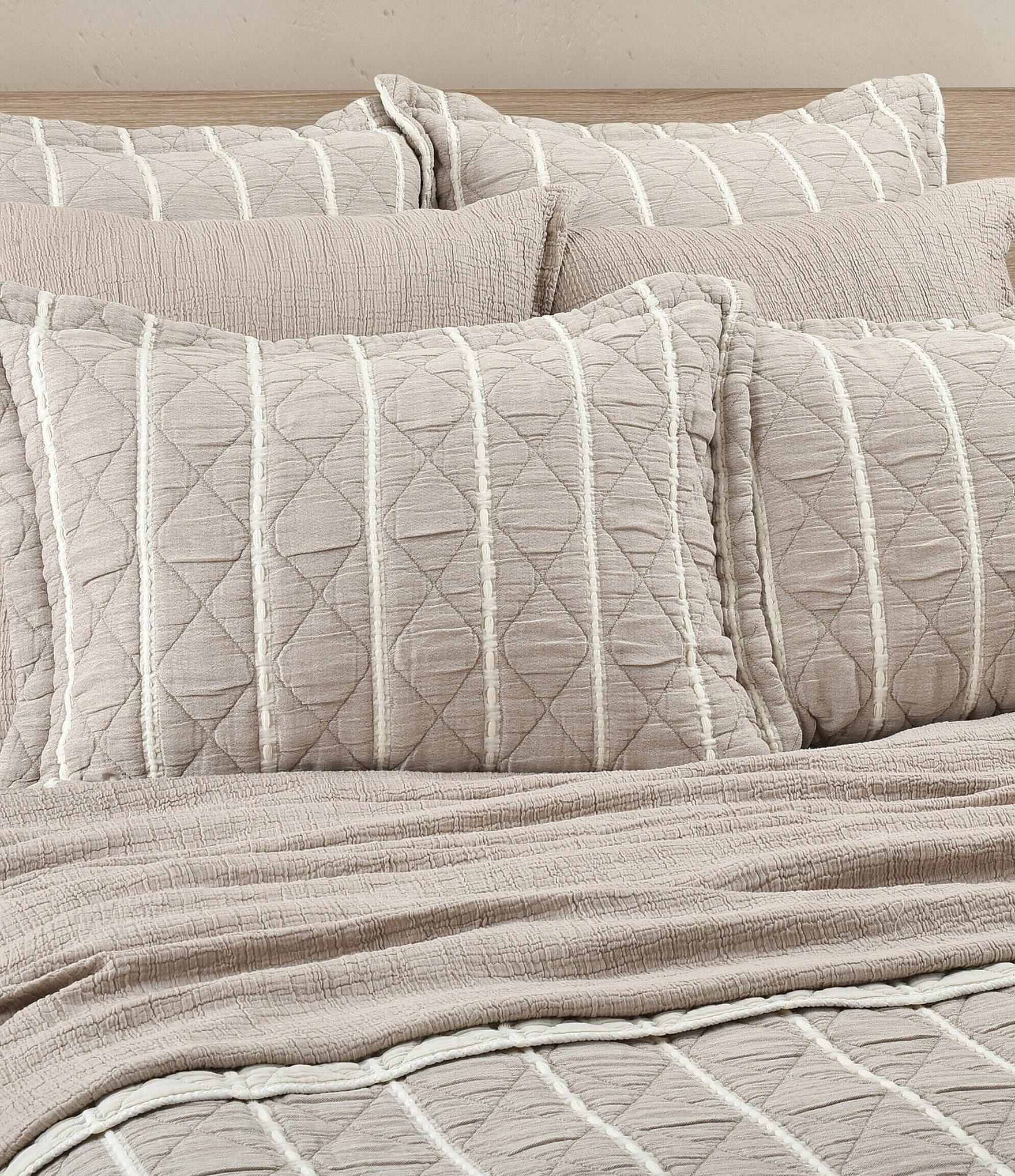 White Sand Playa Quilted Striped Pillow Sham