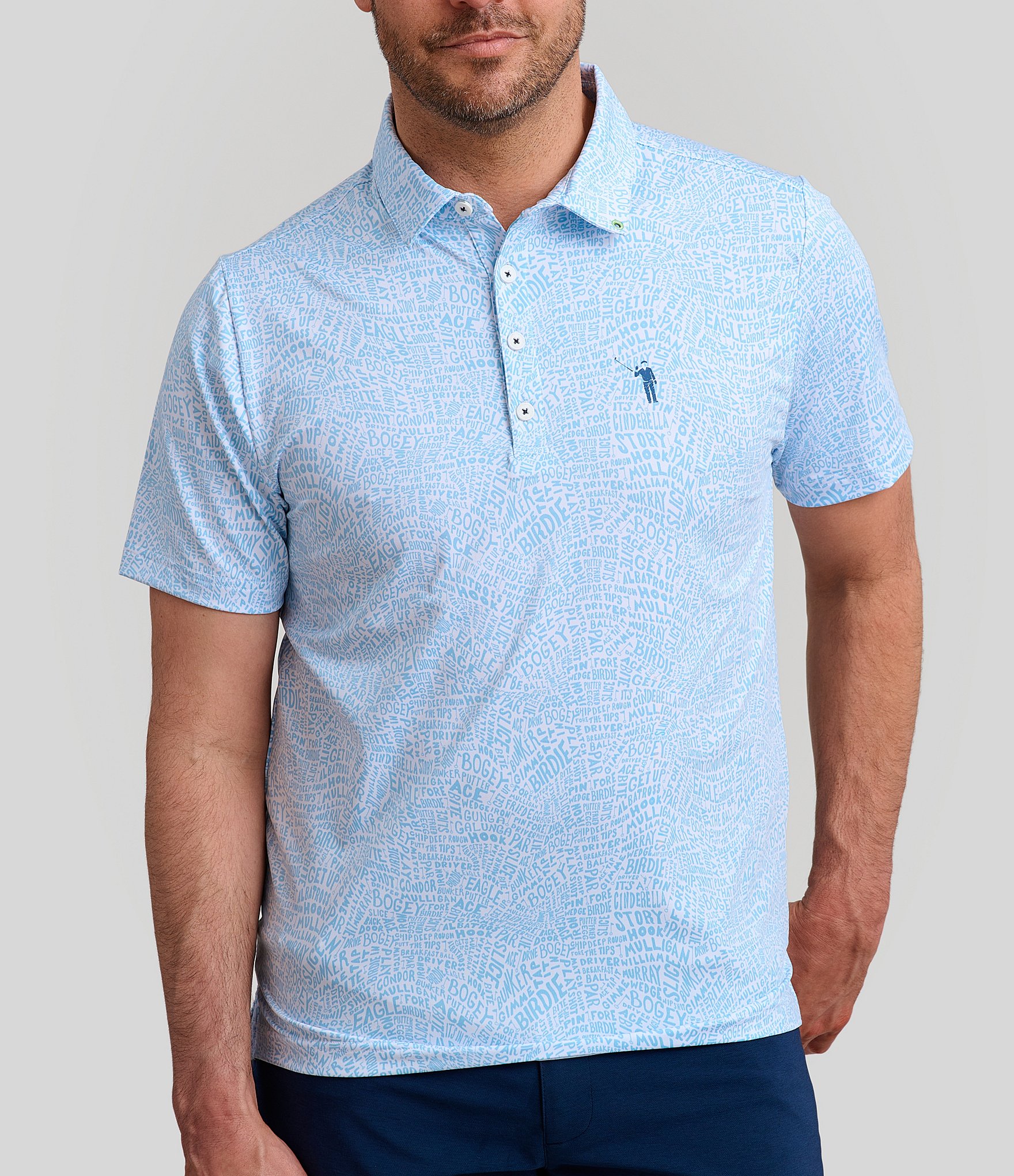 William Murray Course Talk Printed Short Sleeve Polo Shirt