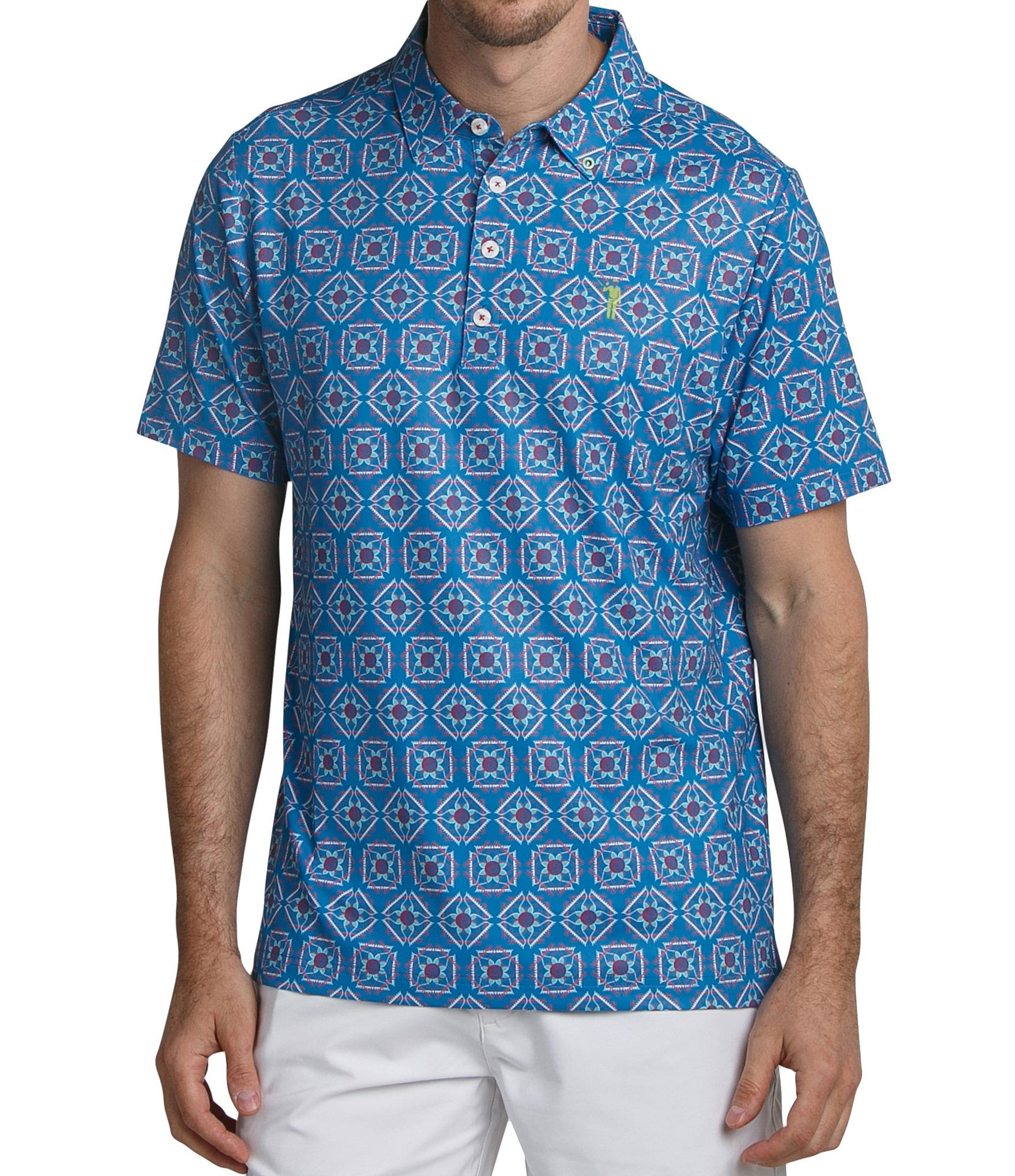 William Murray Knit Short Sleeve Sandy Tiles Polo Shirt | Dillard's