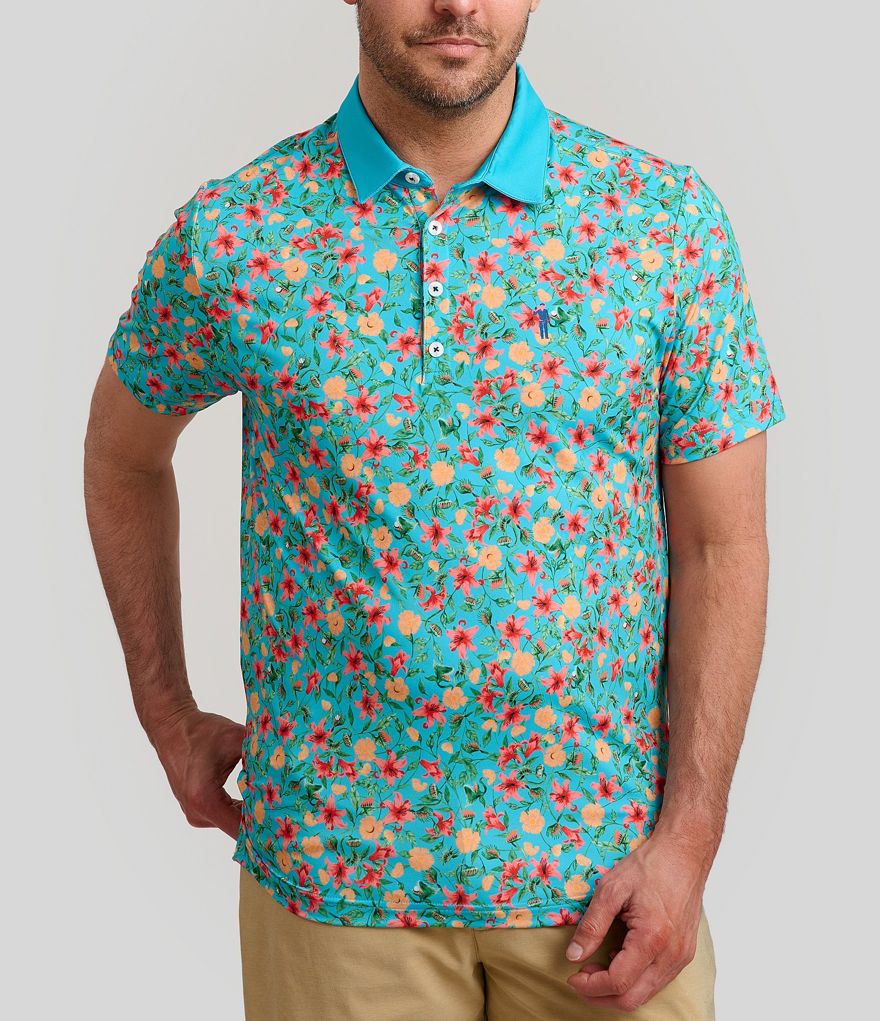 William Murray Shop Of Florals Printed Short Sleeve Polo Shirt | Dillard's