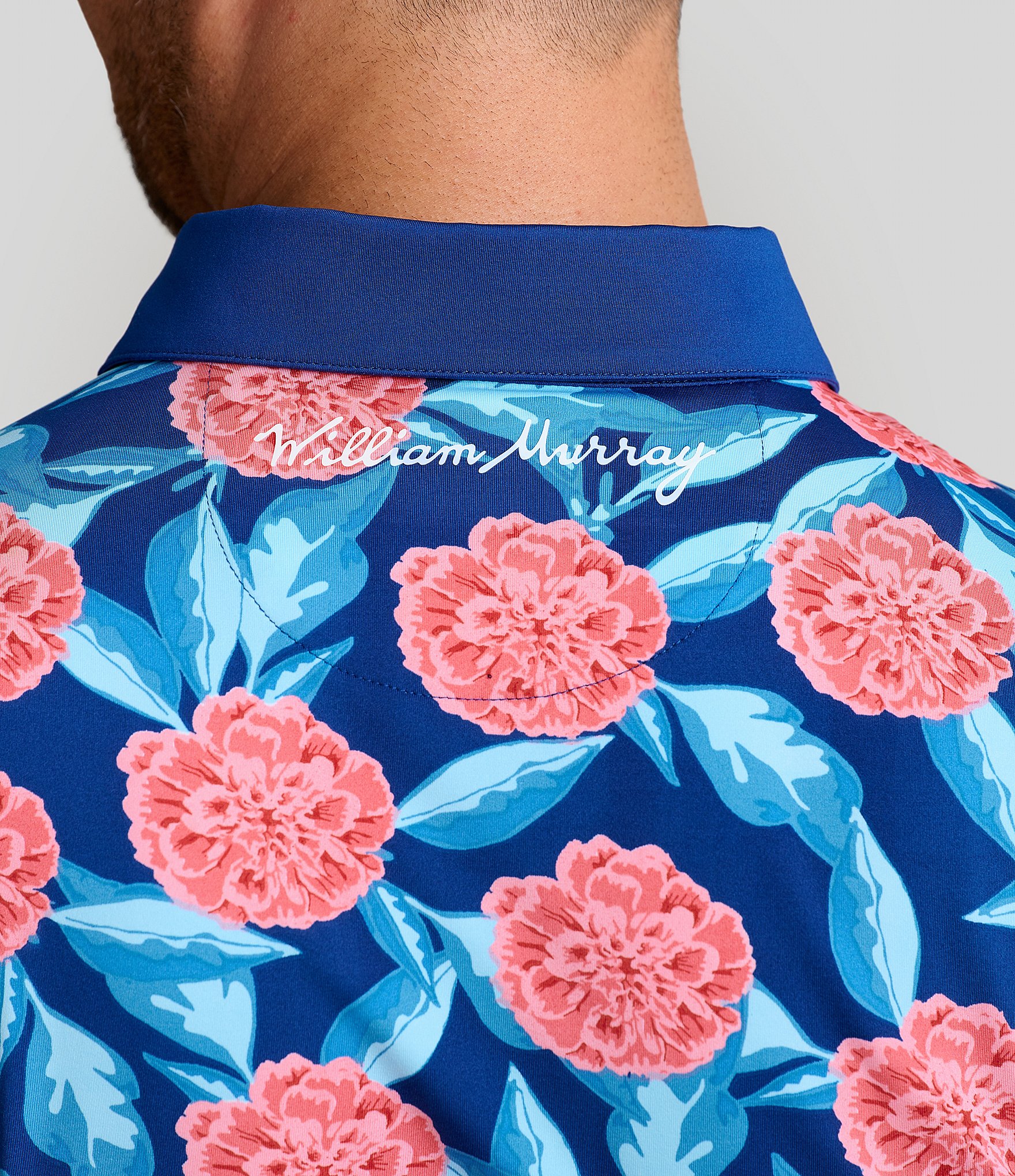 William Murray Tropical Mums Printed Short Sleeve Polo Shirt