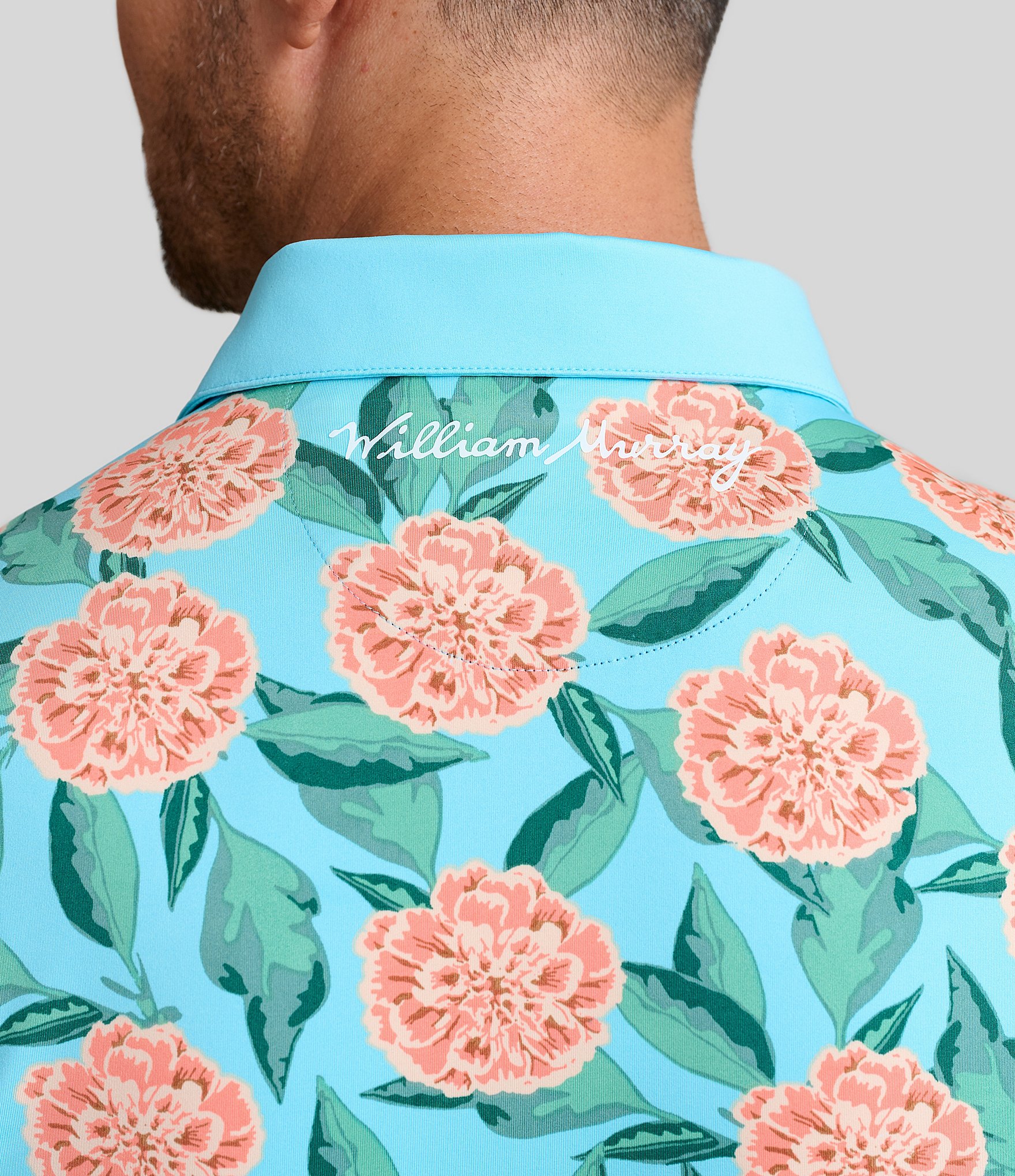 William Murray Tropical Mums Printed Short Sleeve Polo Shirt