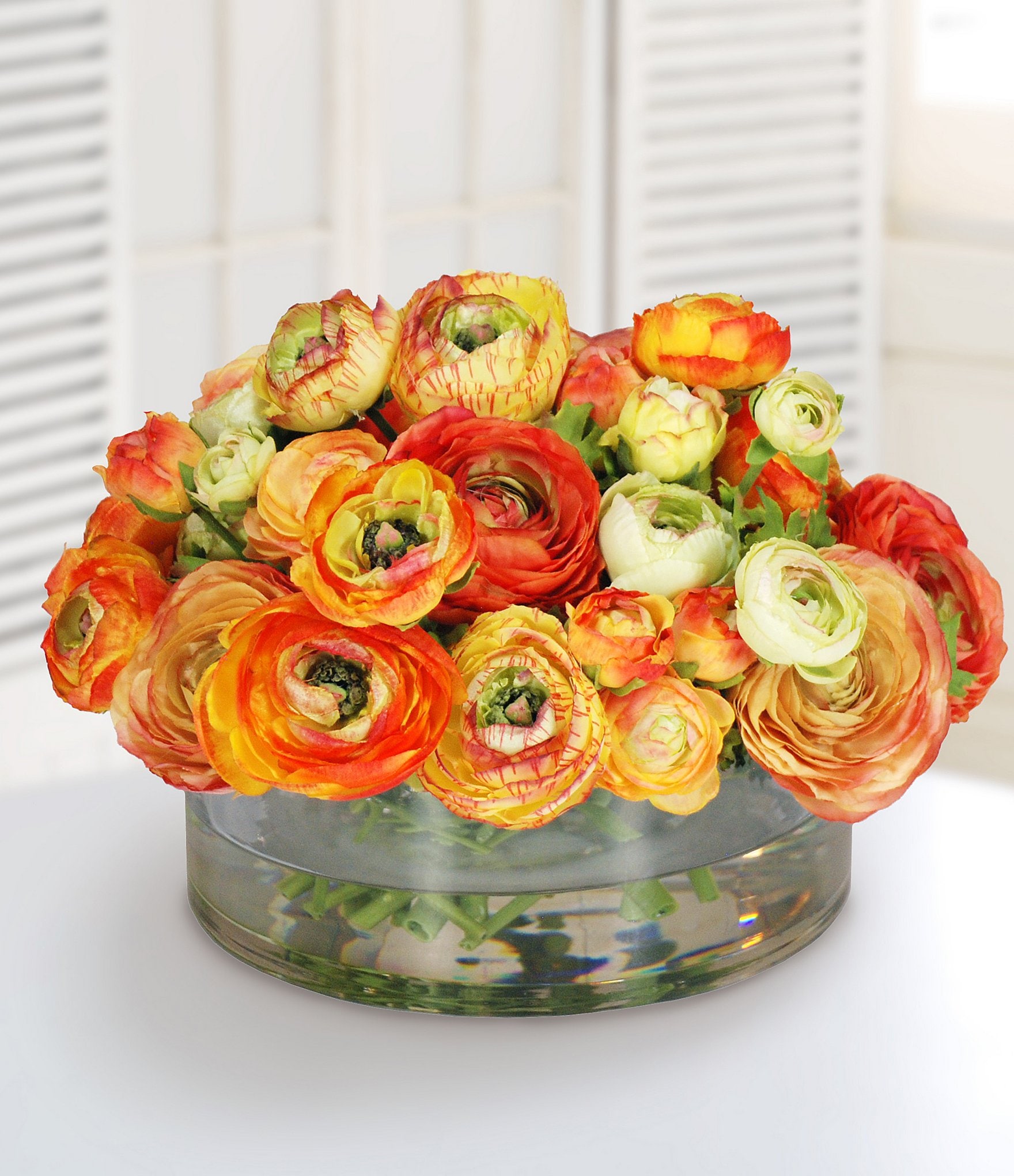 Winward Permanent Botanicals Mix Orange Ranunculus In glass Vase