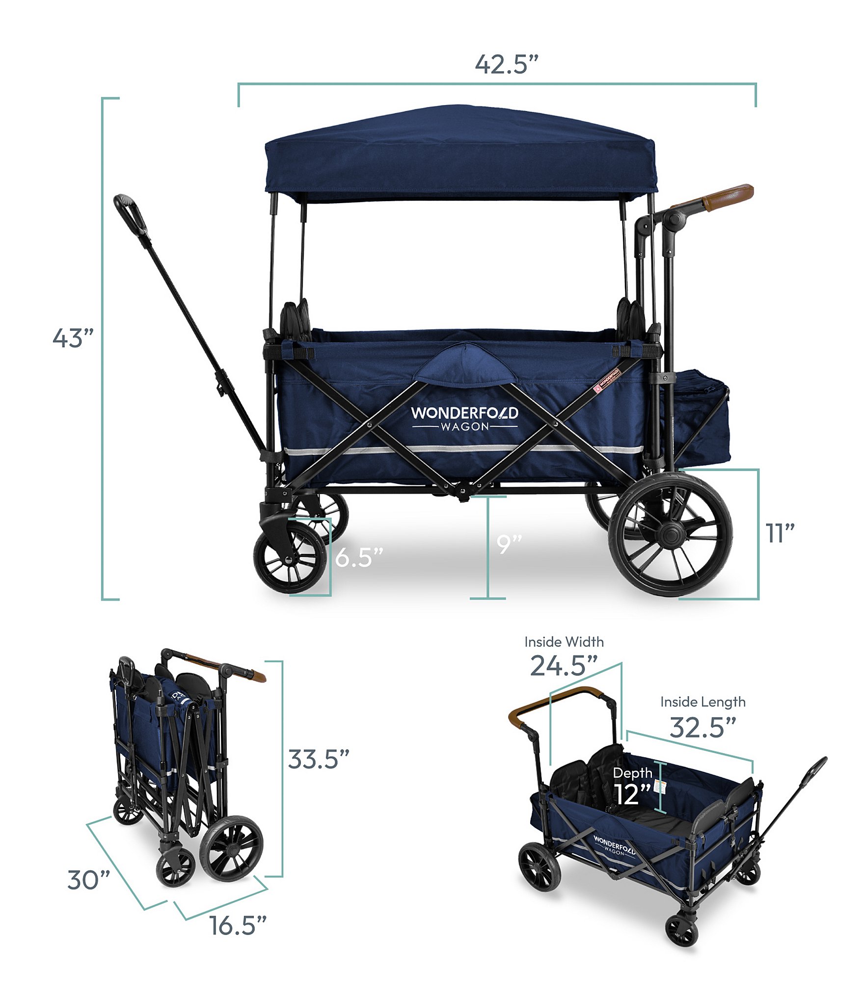 Wonderfold X4 Push + Pull 4-Seater Quad Stroller Wagon