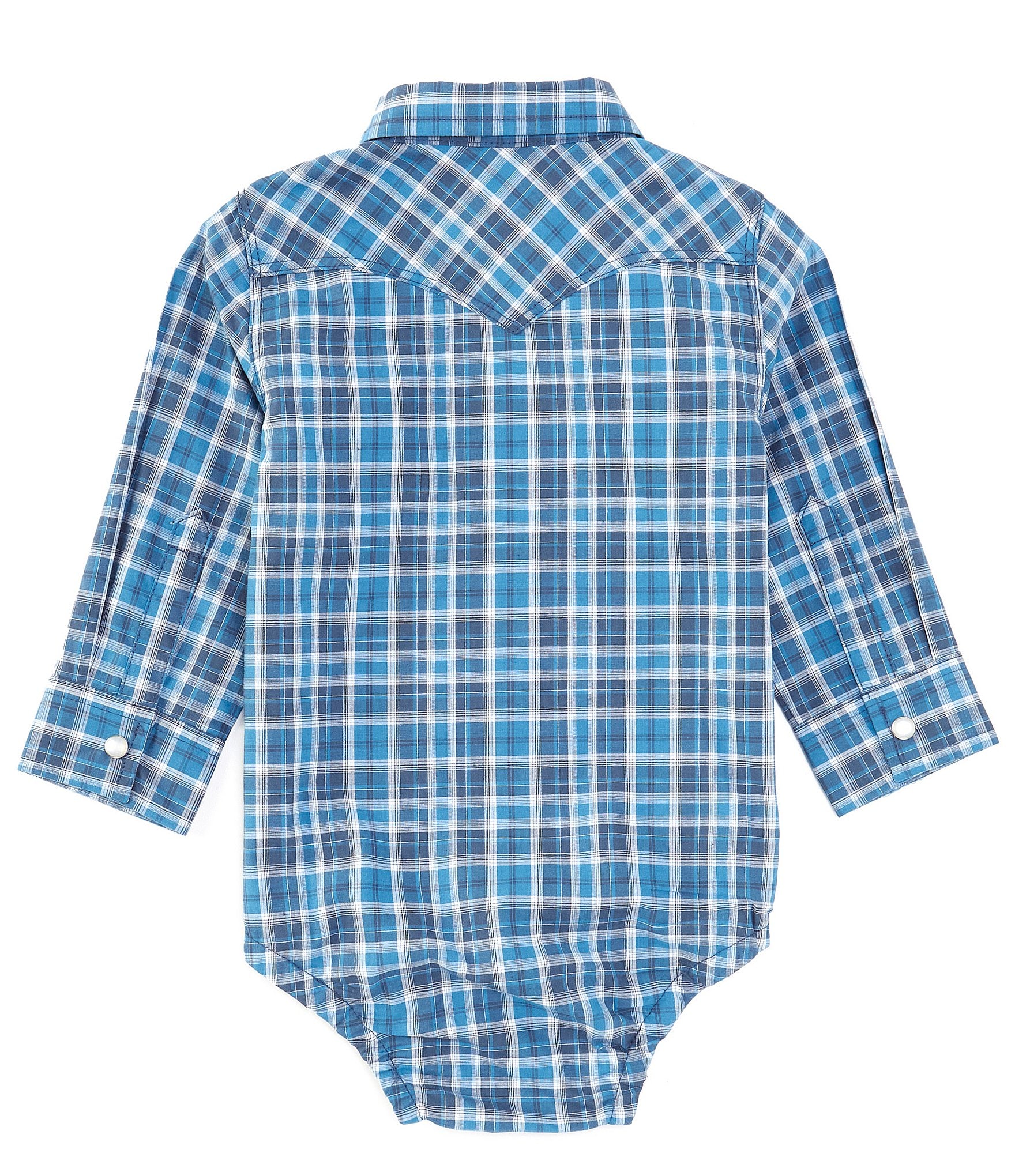 Wrangler® Baby Boys Newborn-24 Months Long-Sleeve Plaid Woven Bodysuit