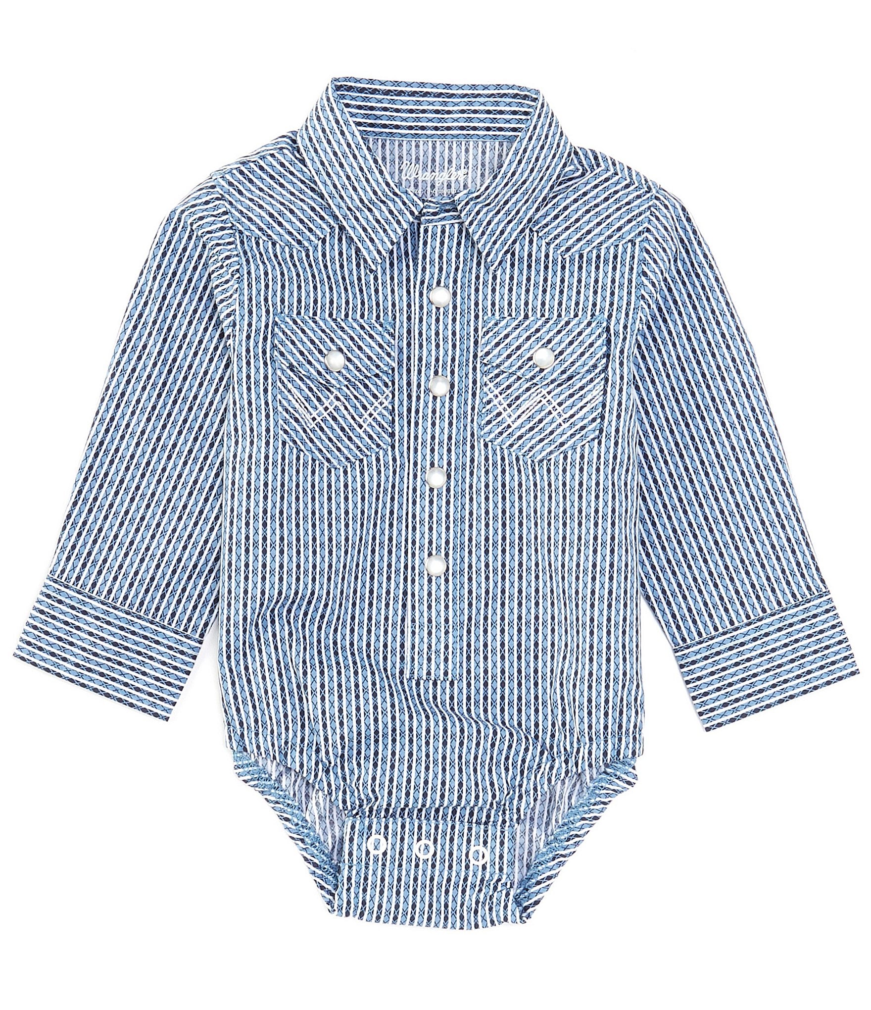 Wrangler® Baby Boys Newborn-24 Months Long-Sleeve Printed Woven Bodysuit