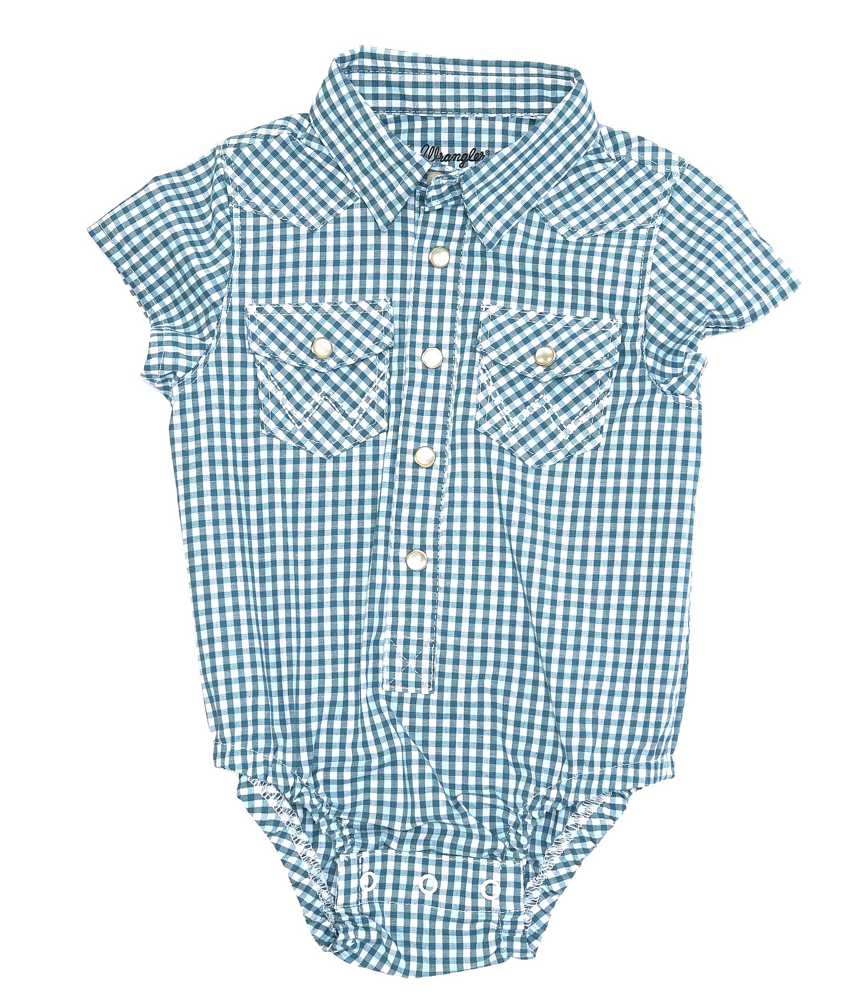 Wrangler® Baby Boys Newborn-9 Months Short-Sleeve Checked Woven ...