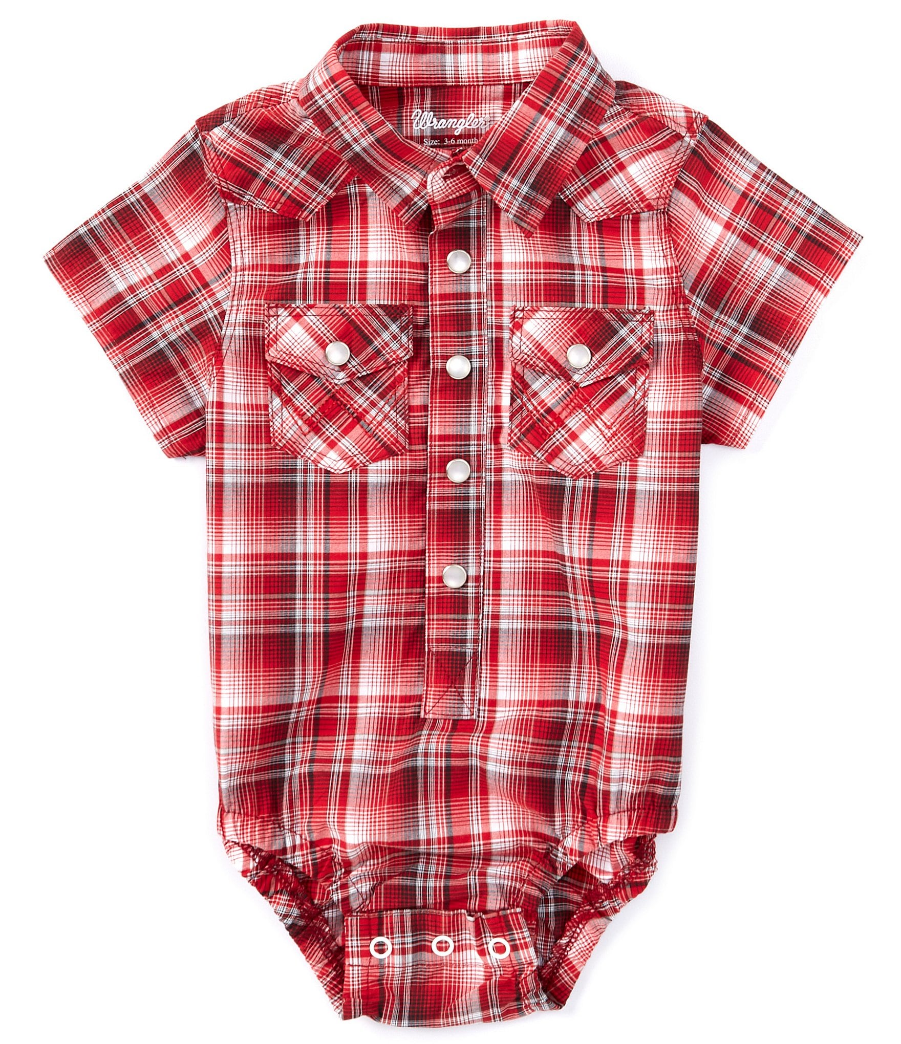 Wrangler Baby Boys Newborn 9 Months Short Sleeve Plaid Bodysuit Dillard s