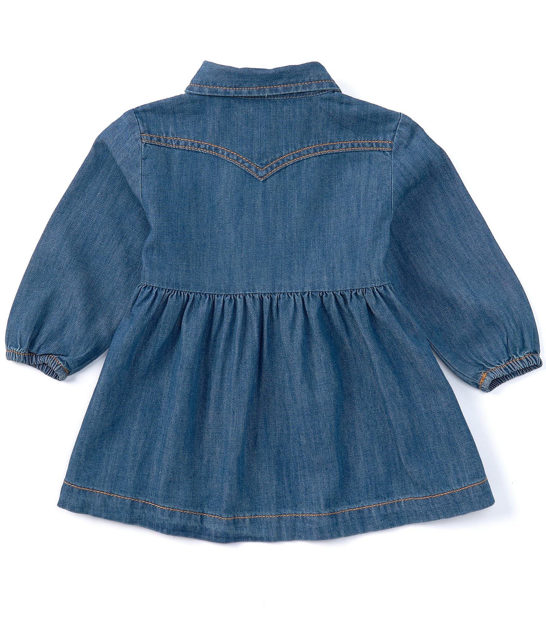 Wrangler® Baby Girls Newborn-24 Months Long Sleeve Ruffled-Yoke Fit-And-Flare Dress