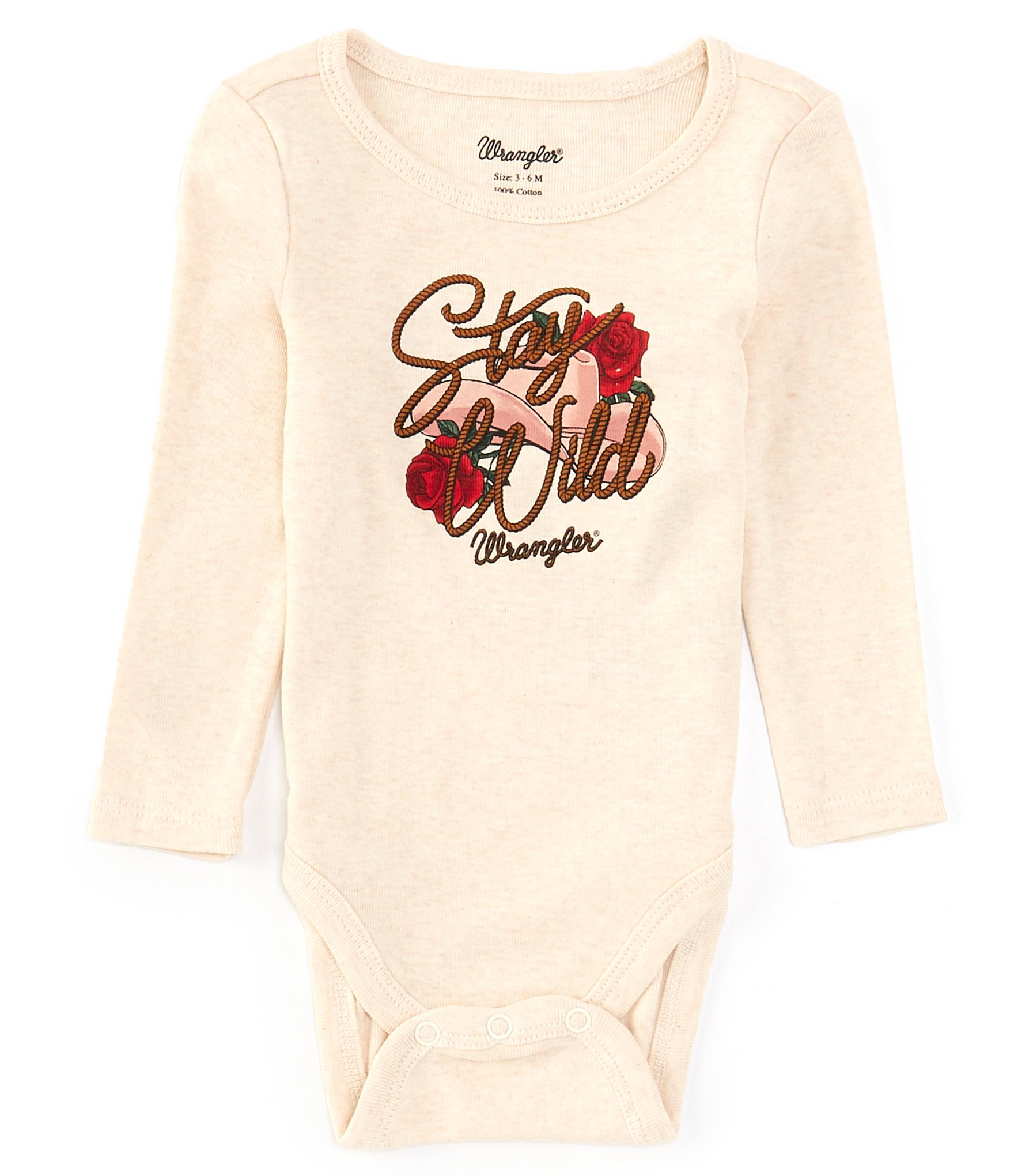 Wrangler® Baby Girls Newborn-24 Months Long Sleeve Stay Wild Graphic Bodysuit