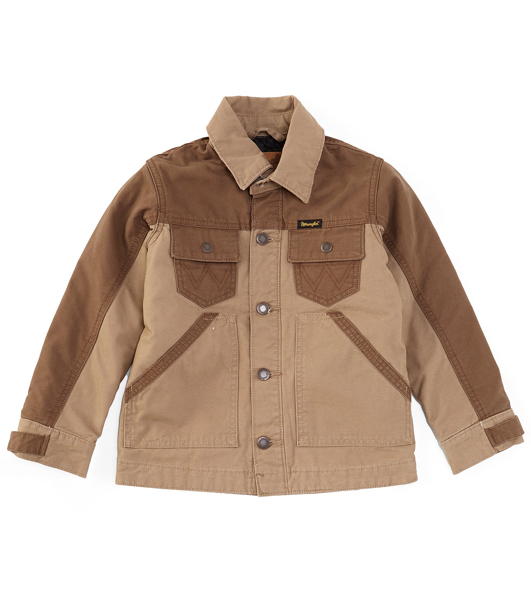 Wrangler® Big Boys 8-20 Long-Sleeve Tonal Color Block Canvas Chore Coat