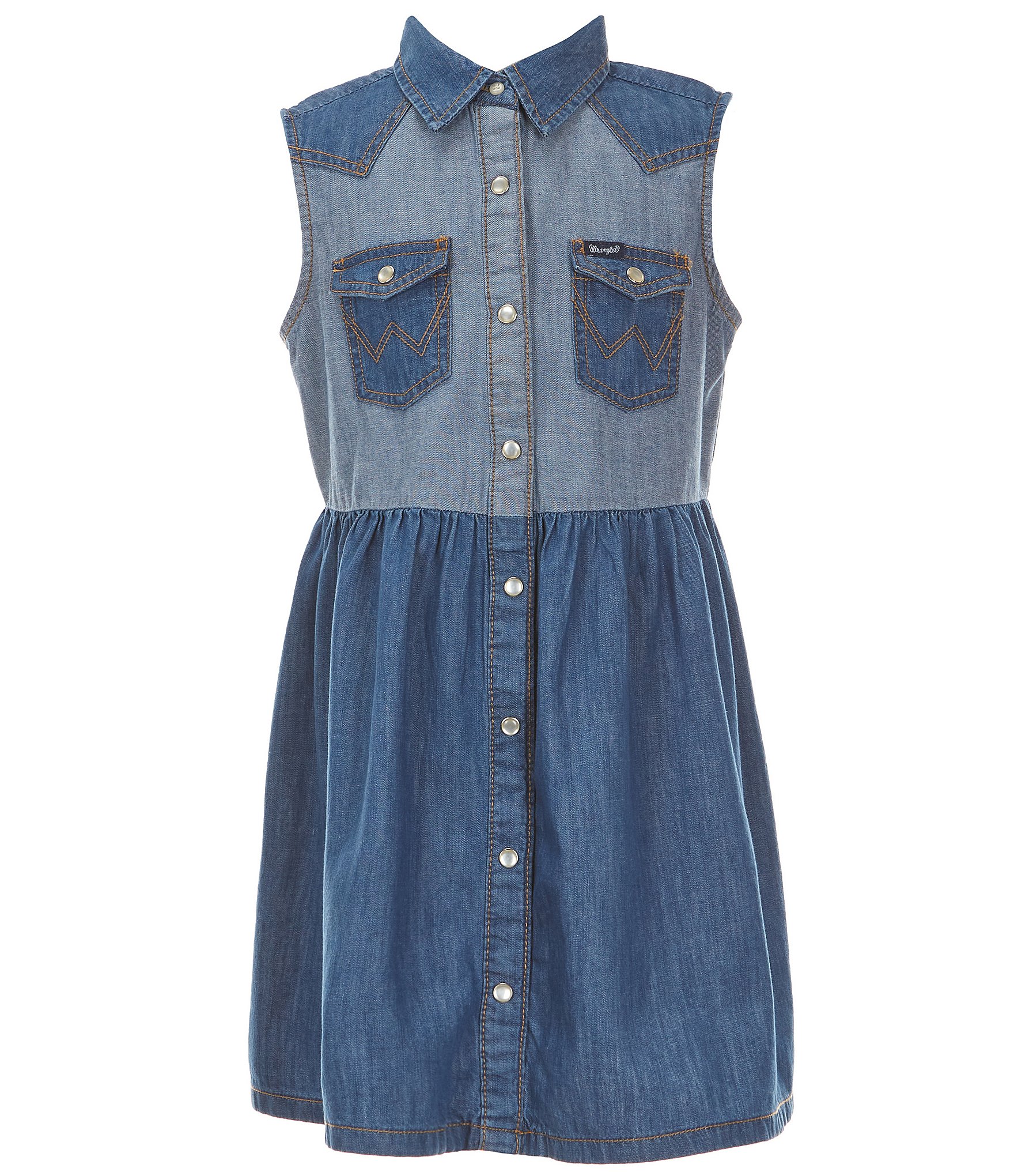 Wrangler® Big Girls 8-18 Sleeveless Western Denim Shirtdress | Dillard's