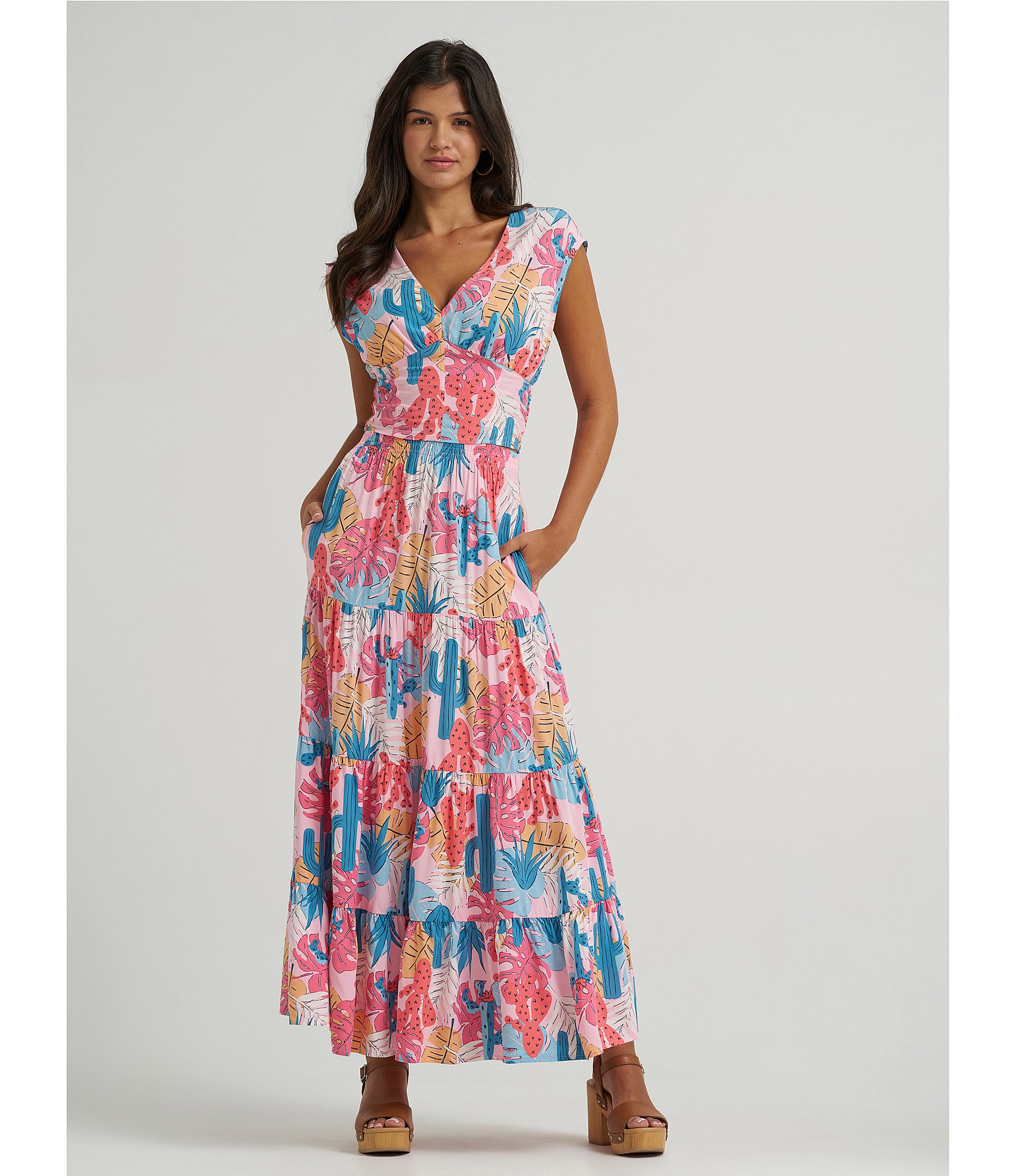 Wrangler® Cactus Printed Coordinating V-Neck Sleeveless Blouse