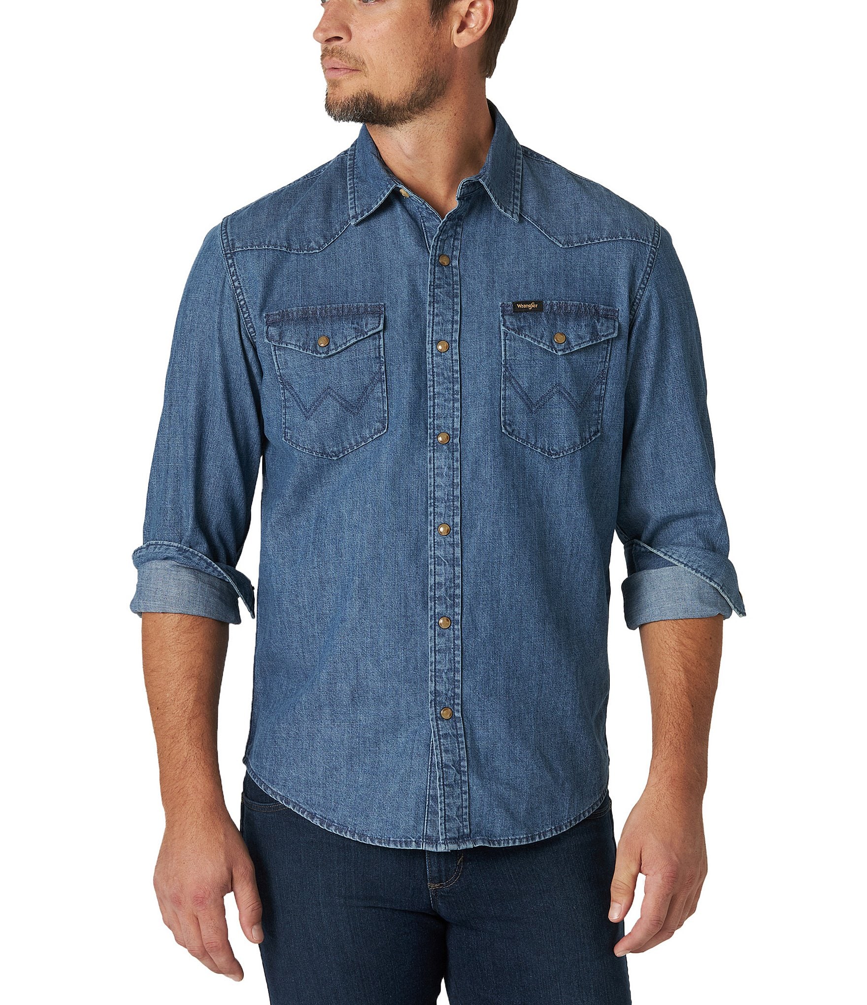 Wrangler® Regular Fit Western Denim Shirt | Dillard's
