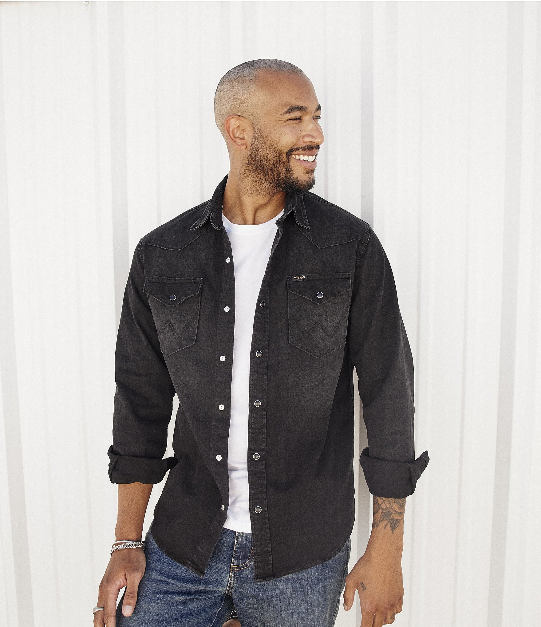 Wrangler® Regular Fit Western Denim Shirt