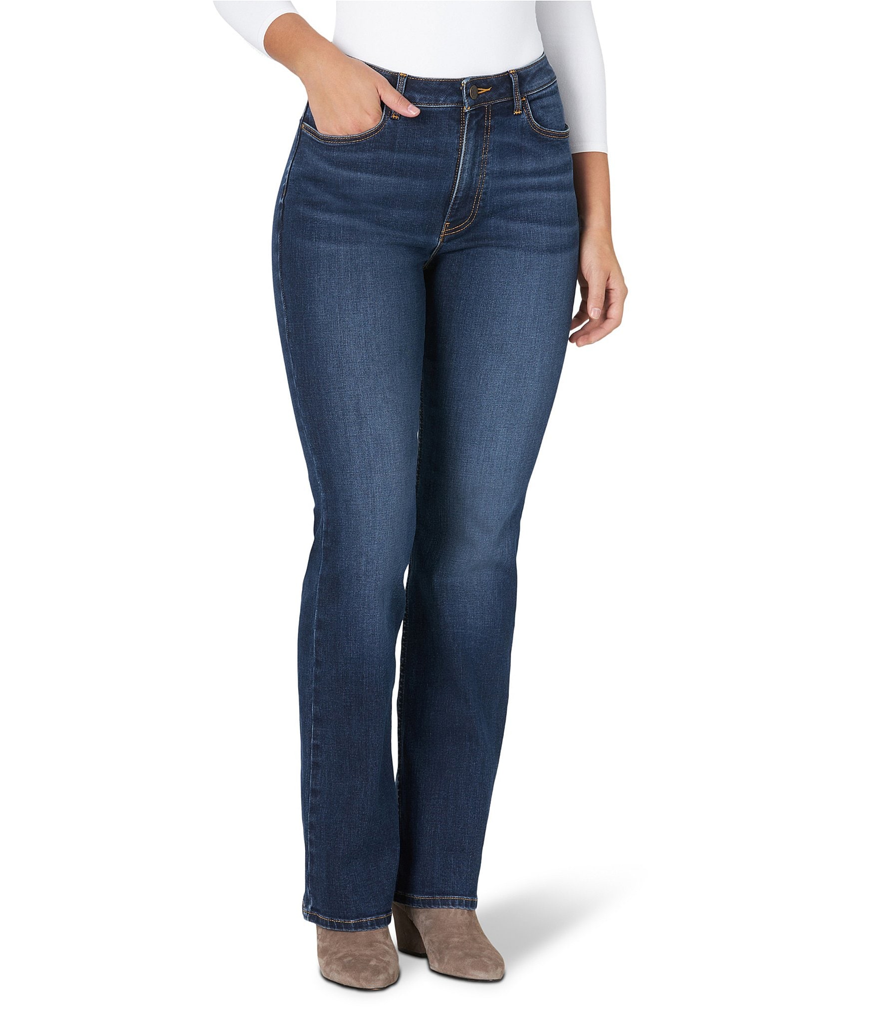 Wrangler® High Rise Straight Leg Jeans | Dillard's