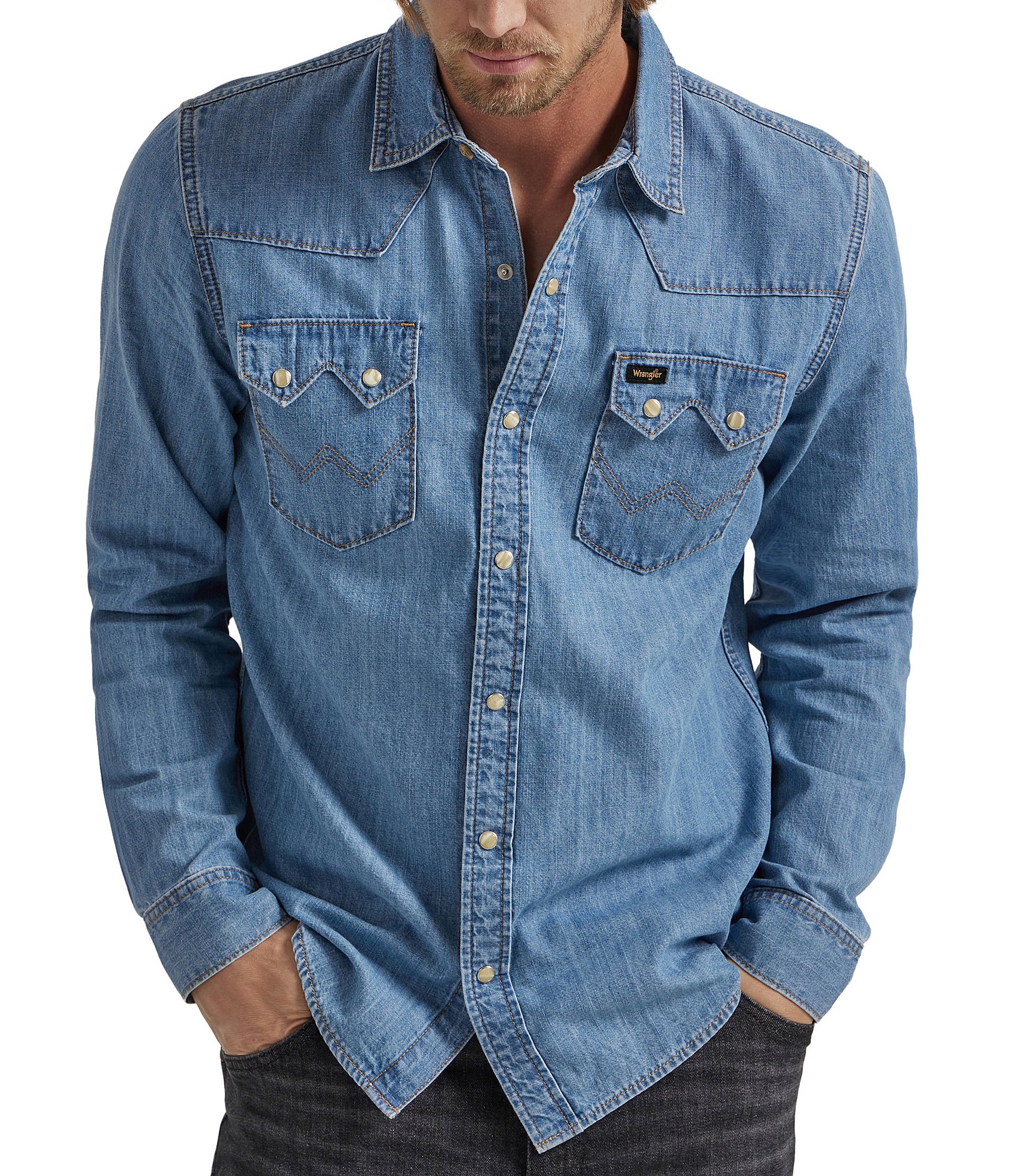 70s】Wrangler denim western shirts M相当 - メンズ