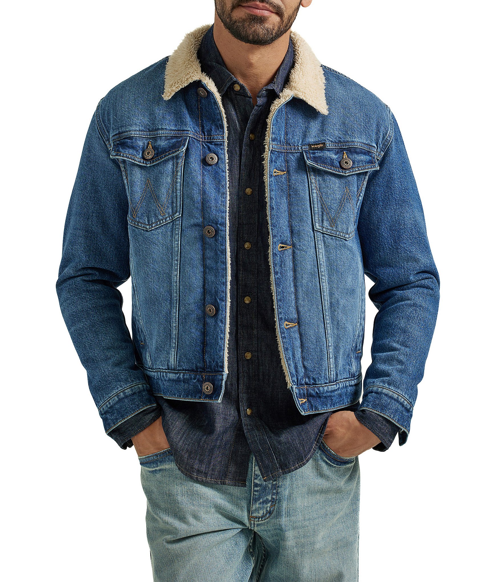 Wrangler® Long Sleeve Faux-Sherpa Denim Jacket | Dillard's
