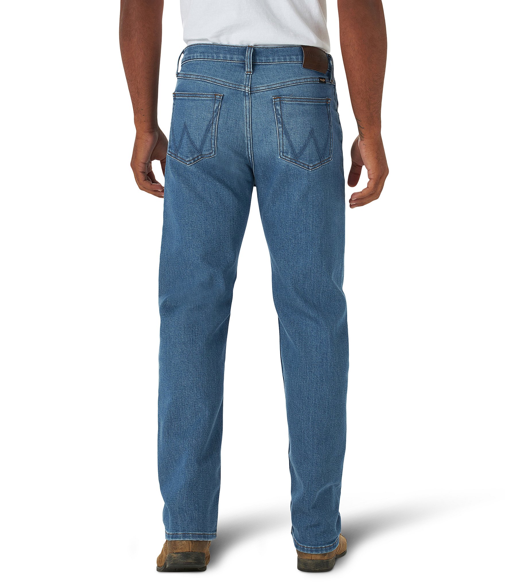 Wrangler® Regular Fit Straight Leg Stretch Denim Jeans