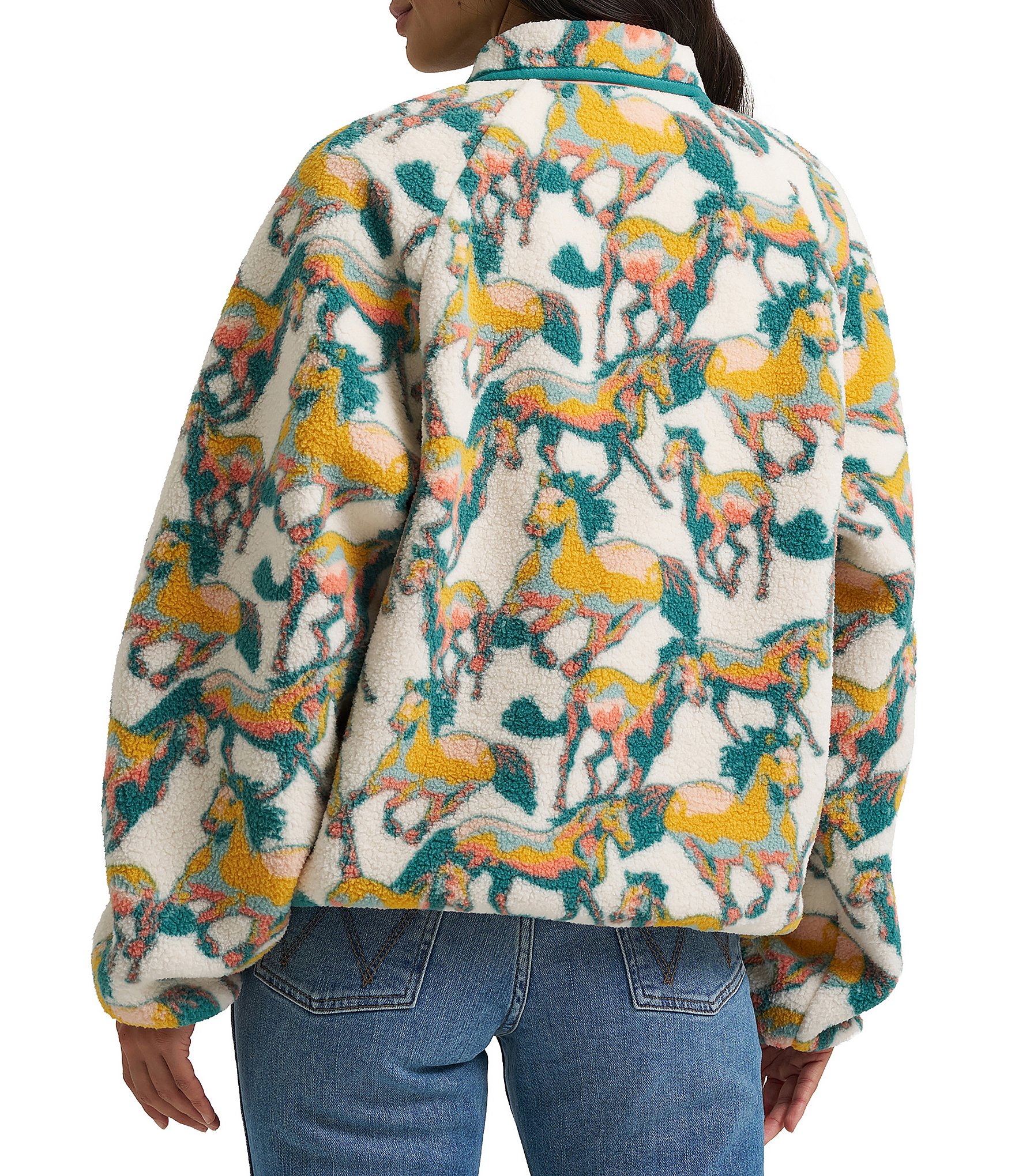 Wrangler® Retro® Horse Printed Faux Sherpa Pullover